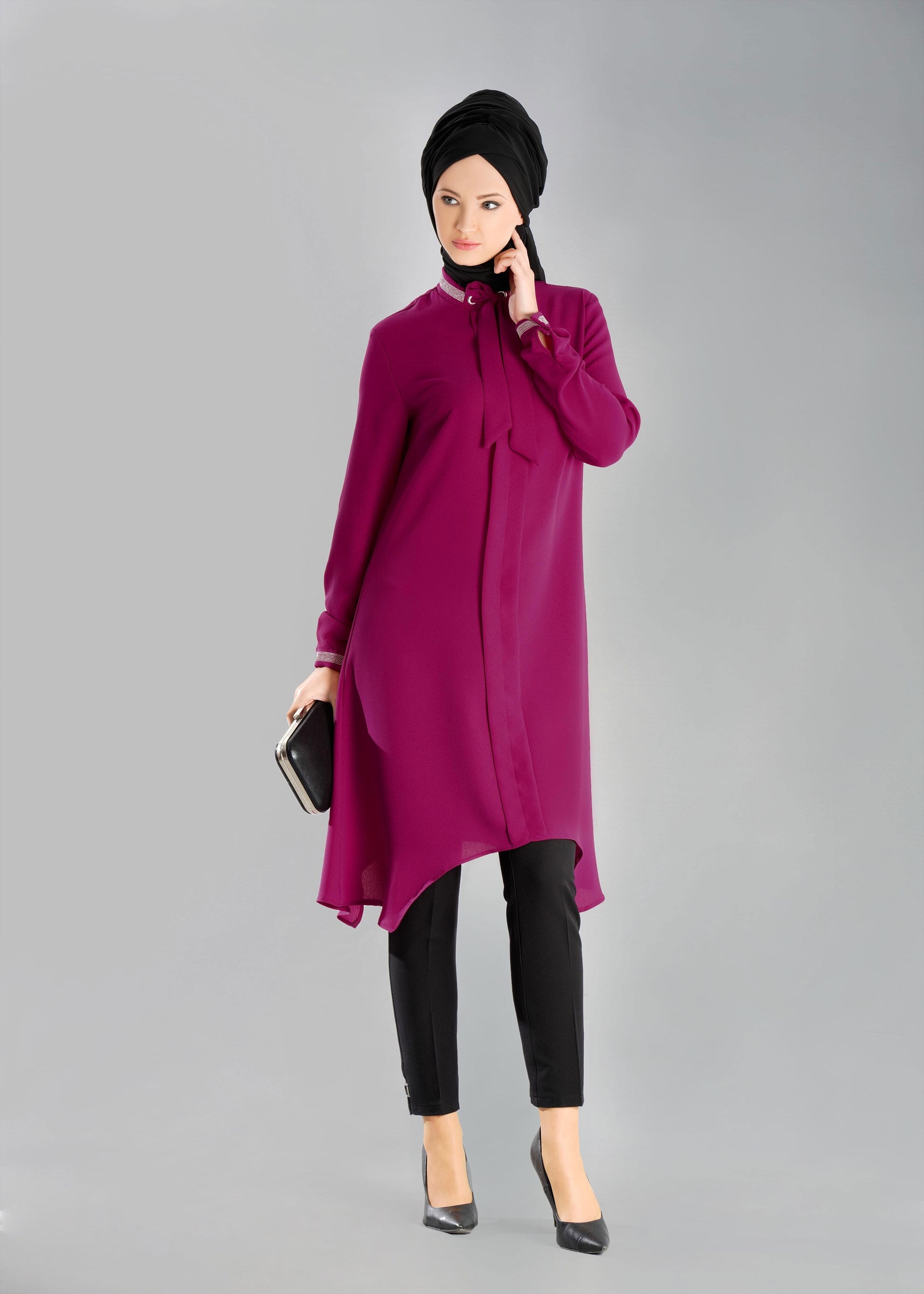 Tesettür giyim FUŞYA 4742 TUNİK