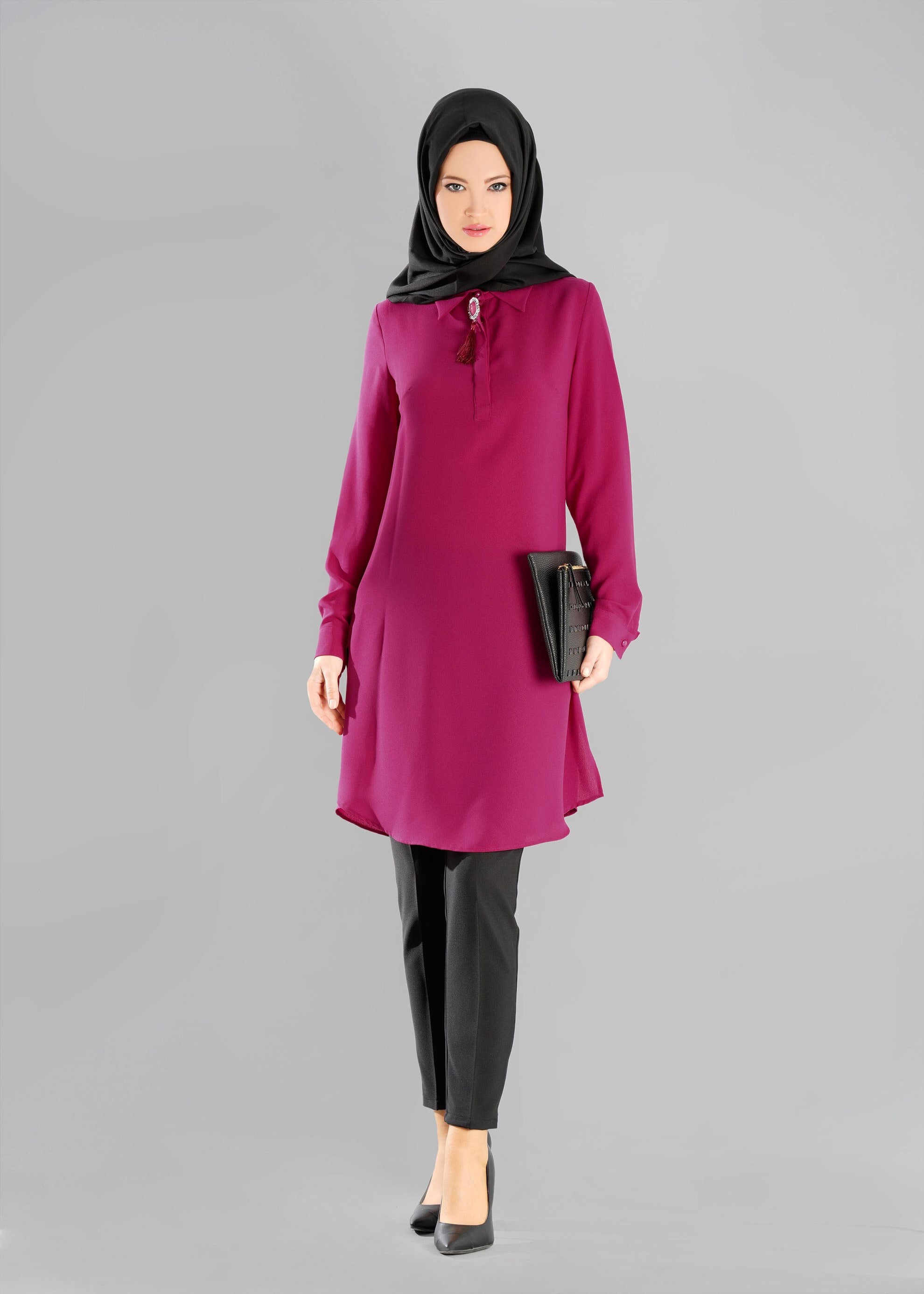 Tesettür giyim FUŞYA 4764 TUNİK