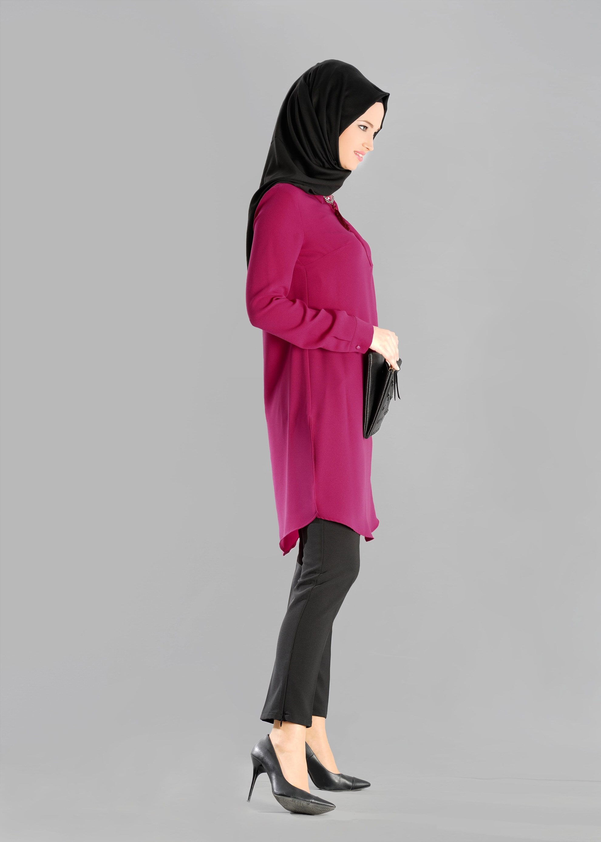 Tesettür giyim FUŞYA 4764 TUNİK
