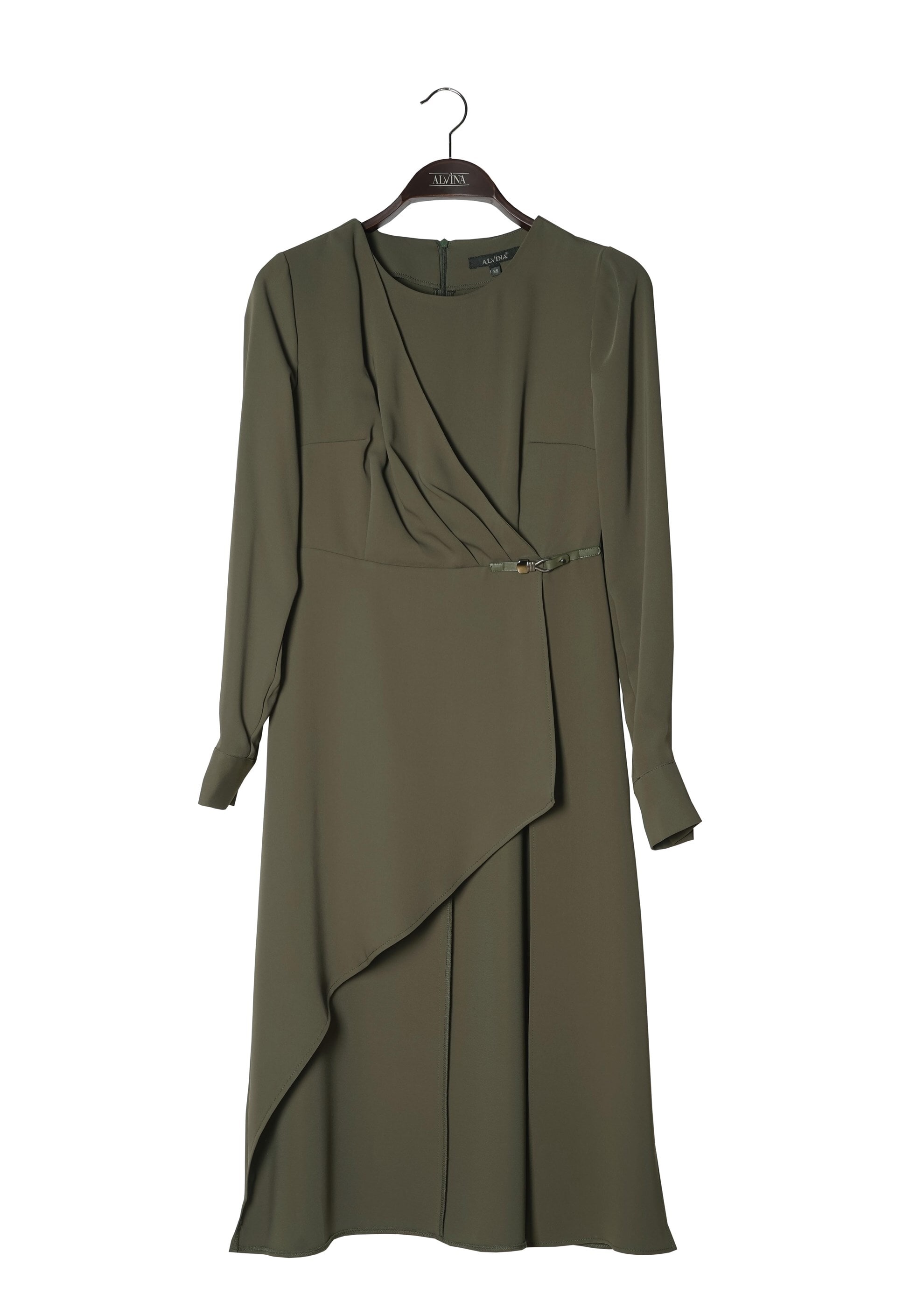 Tesettür giyim HAKİ ASİMETRİK KESİM KLASİK TUNİK 4768