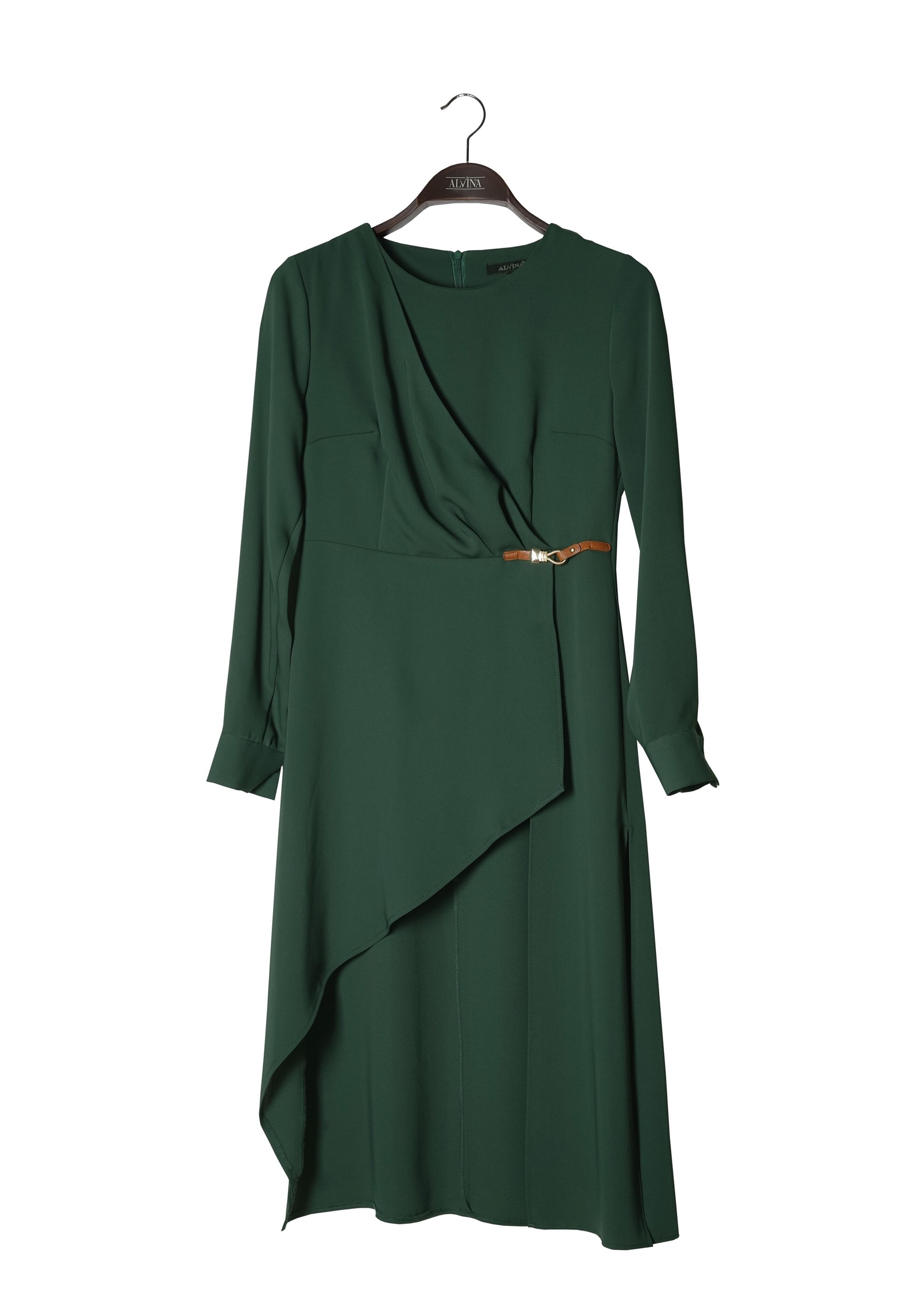 Tesettür giyim YEŞİL ASİMETRİK KESİM KLASİK TUNİK 4768