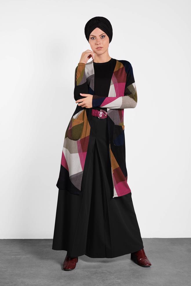 Vêtements hijab FUCHSIA VESTE À DESSINS 4771  - ALVİNA