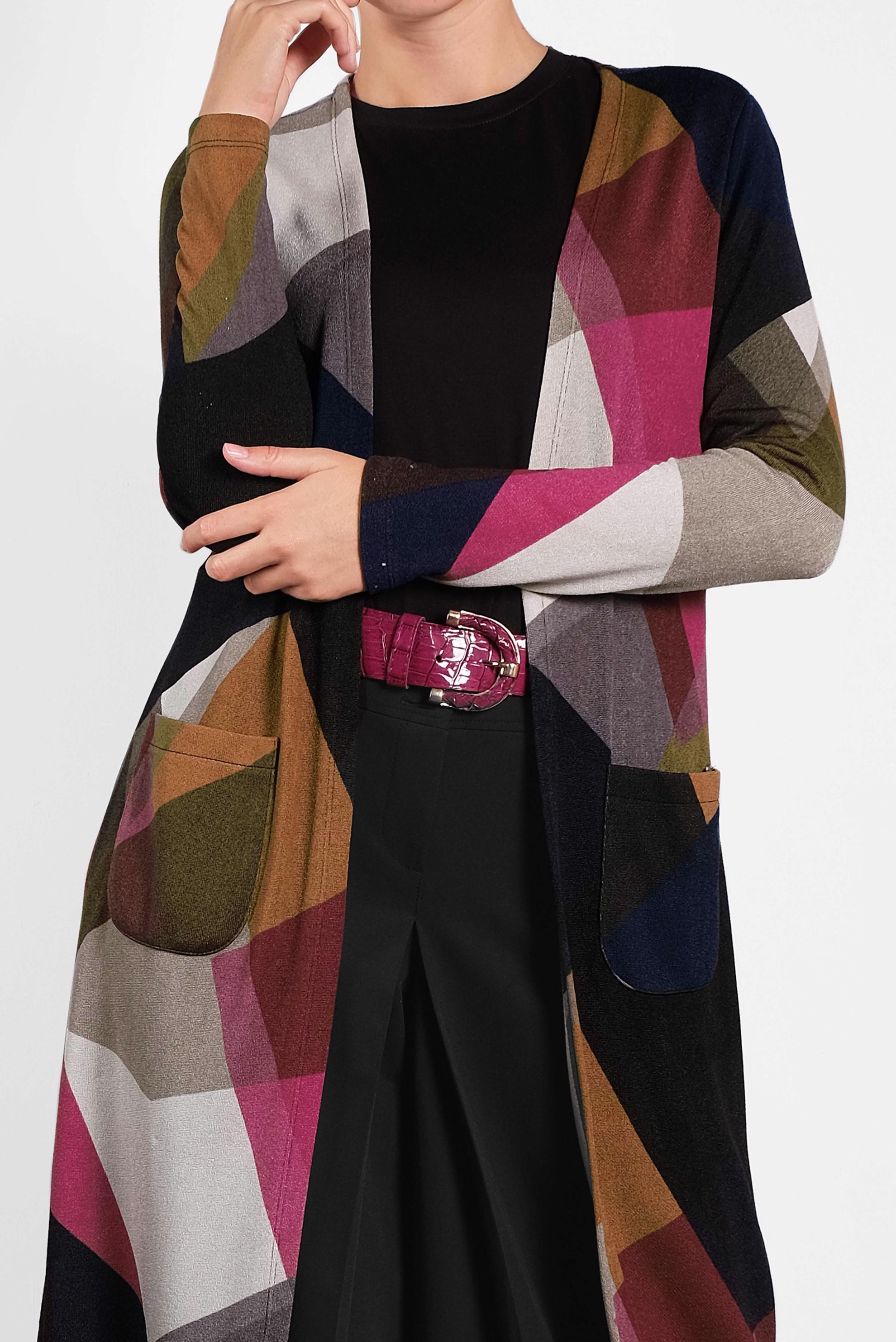 Tesettür giyim FUŞYA GEOMETRİK DESENLİ CEKET 4771 