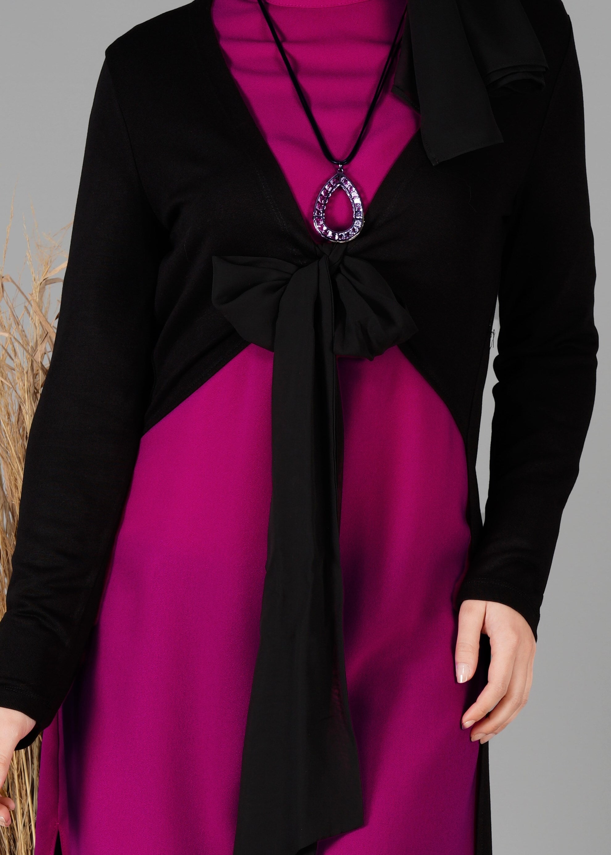 Tesettür giyim MOR BELDEN BAĞLAMALI 2&prime;li TUNİK 4778