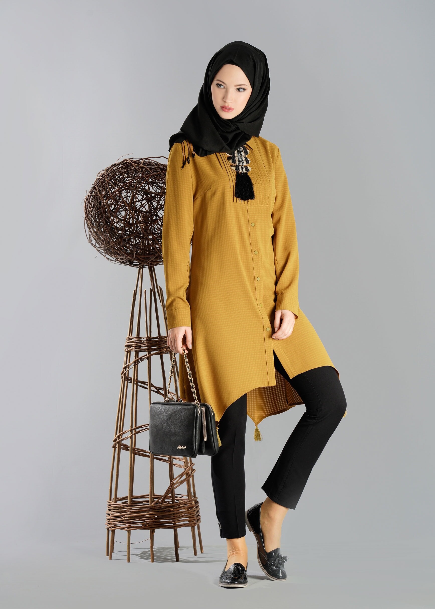 Tesettür giyim SARI 4781 TUNİK