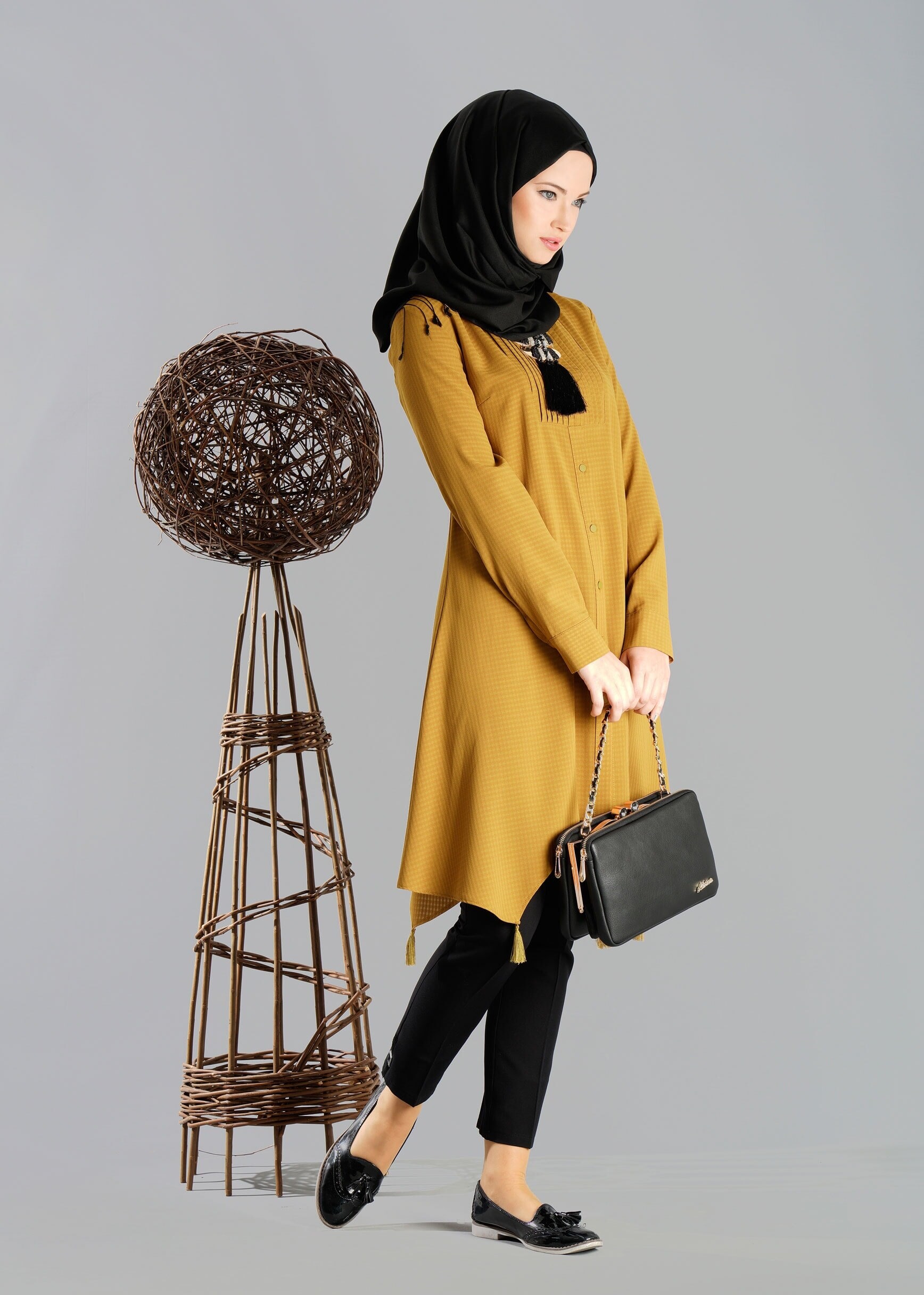 Tesettür giyim SARI 4781 TUNİK