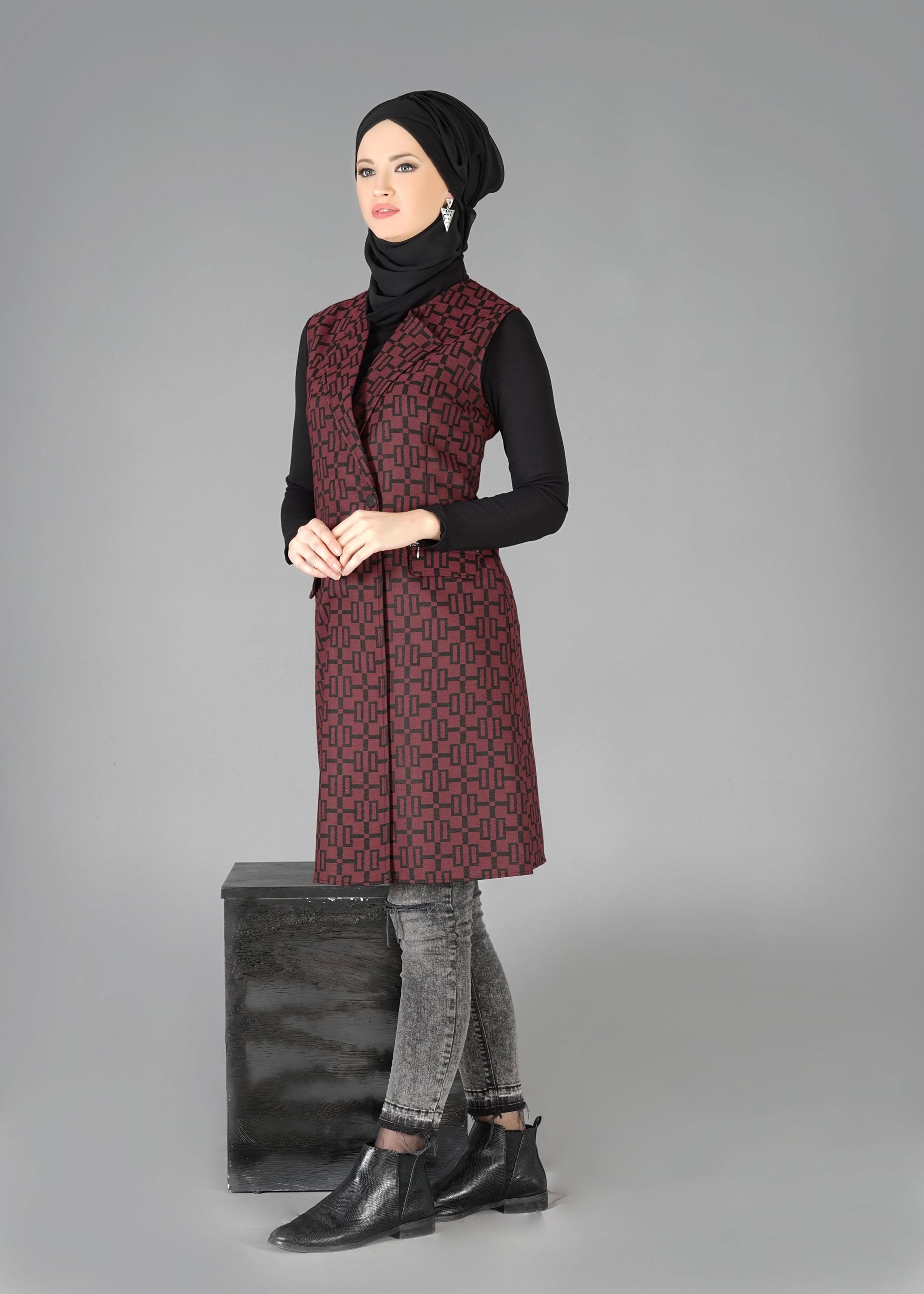Tesettür giyim BORDO 4788 TUNİK