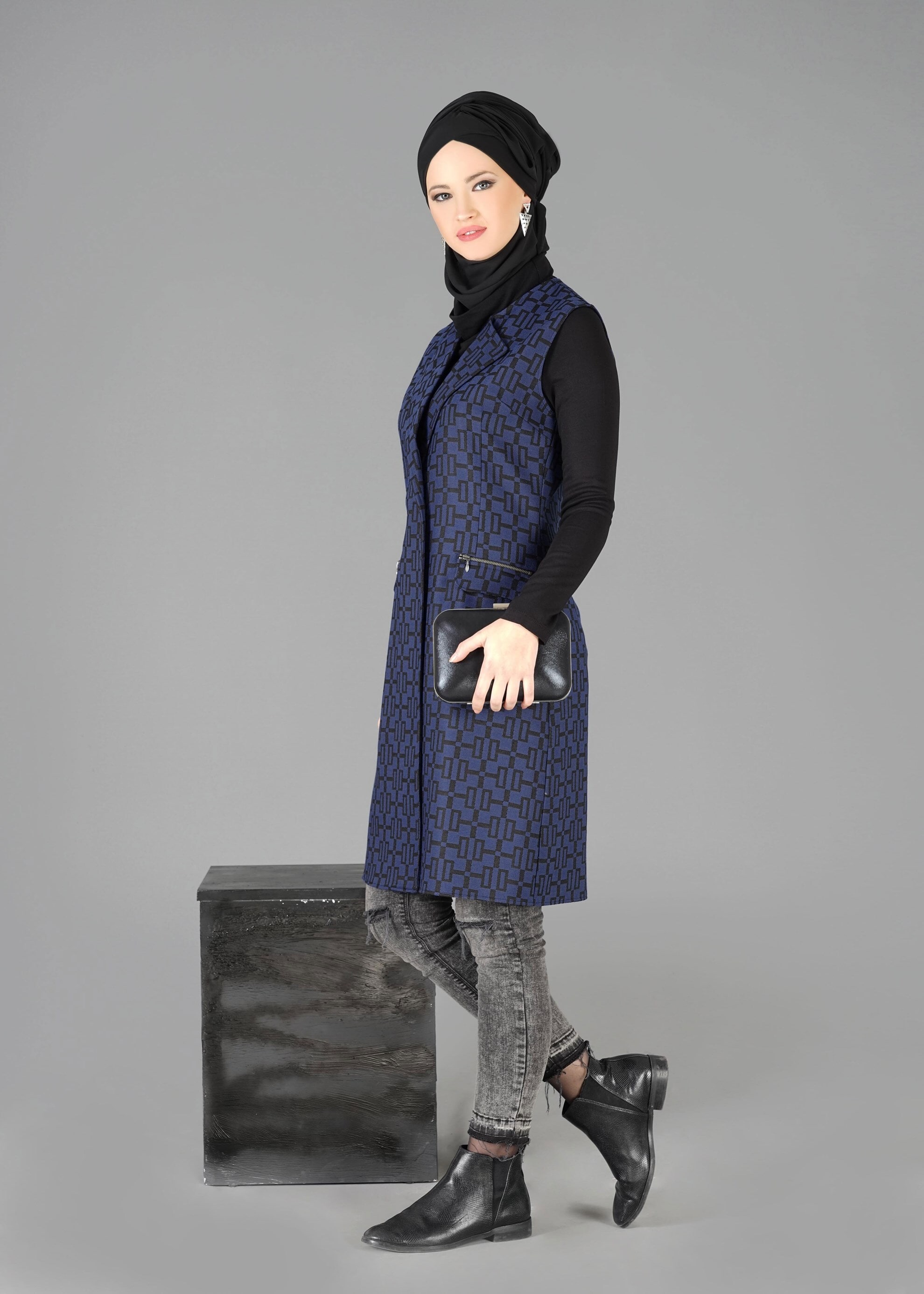 Tesettür giyim LACİVERT 4788 TUNİK