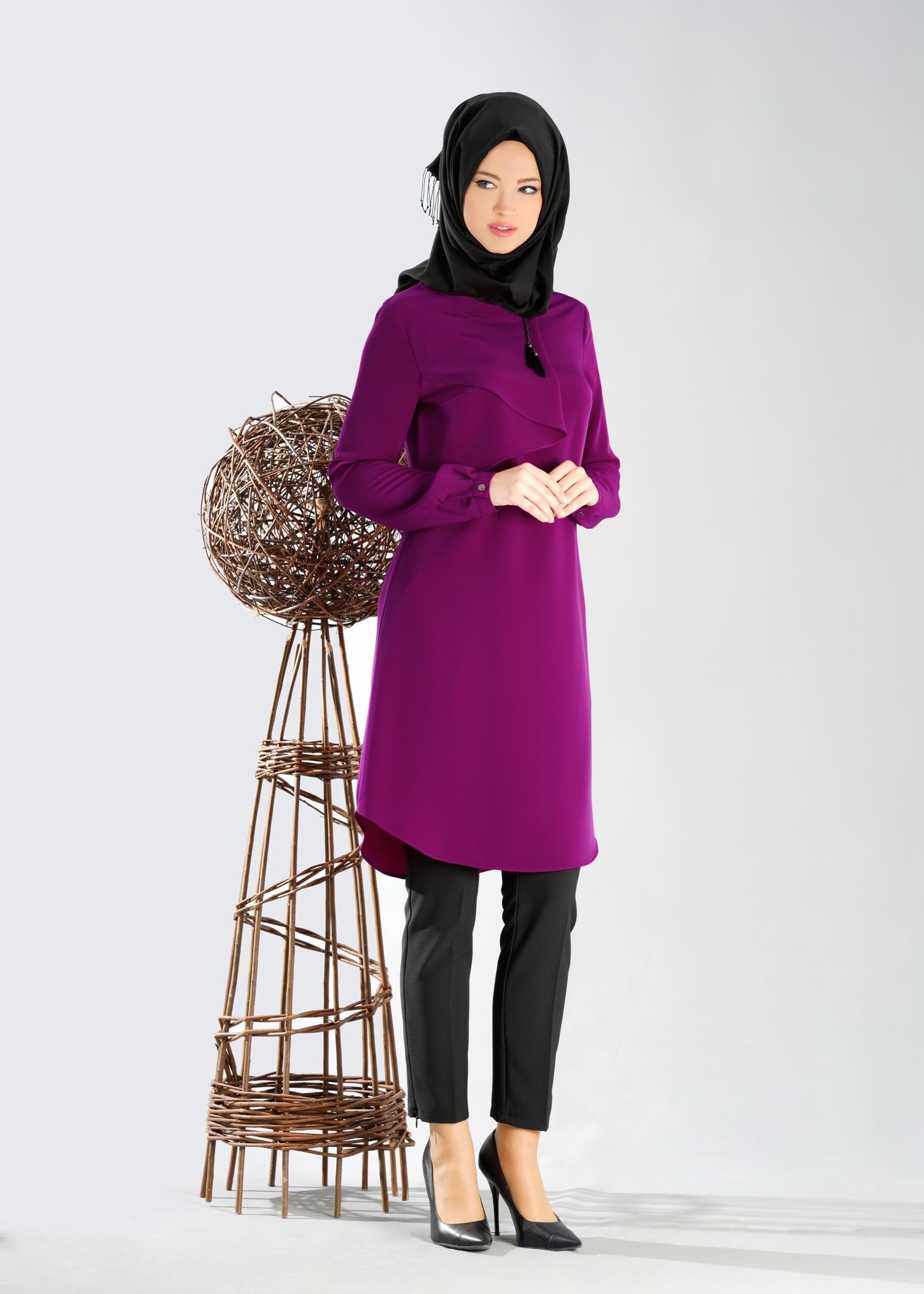 Tesettür giyim FUŞYA 4828 TUNİK