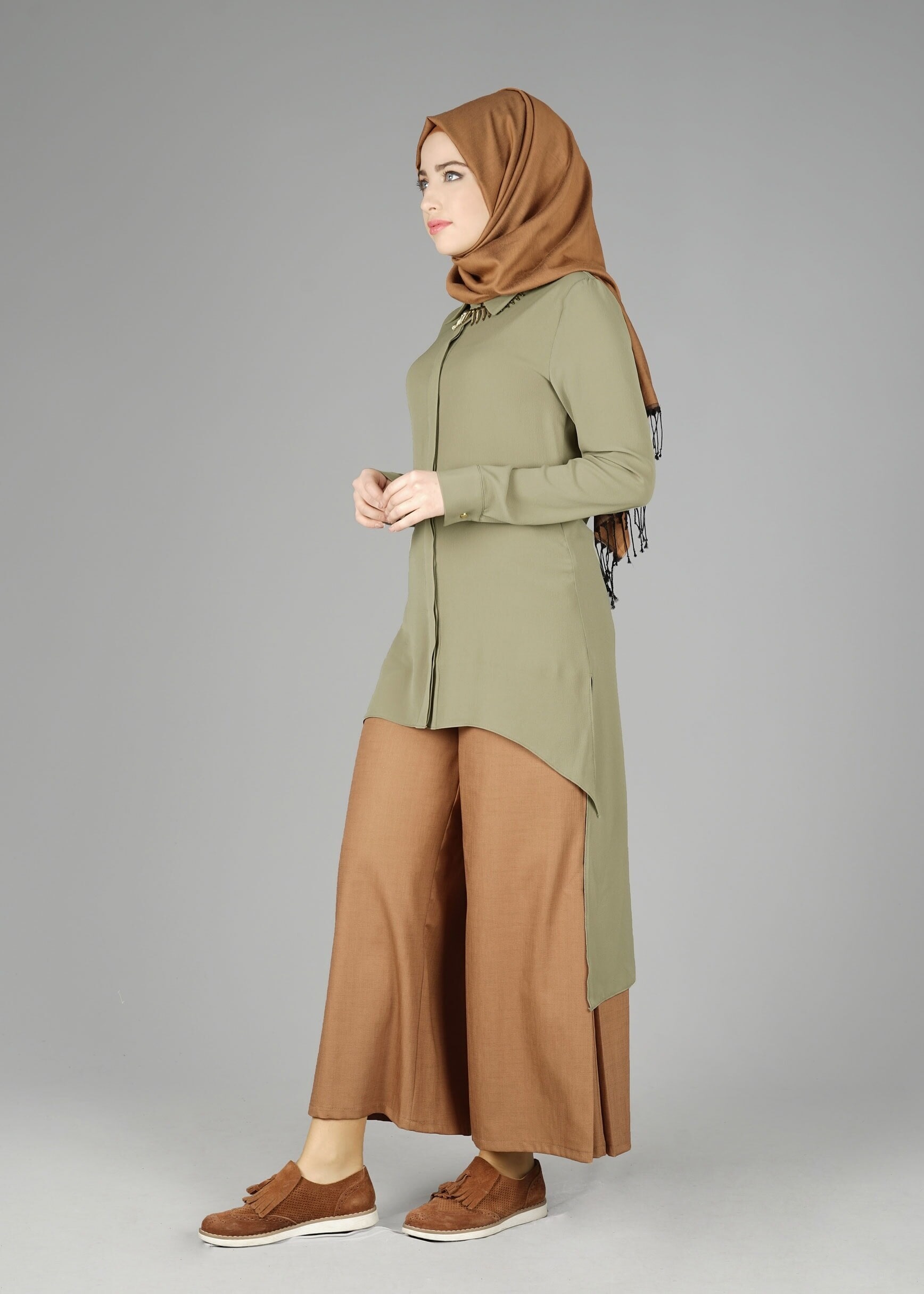 Tesettür giyim HAKİ 4840 TUNİK