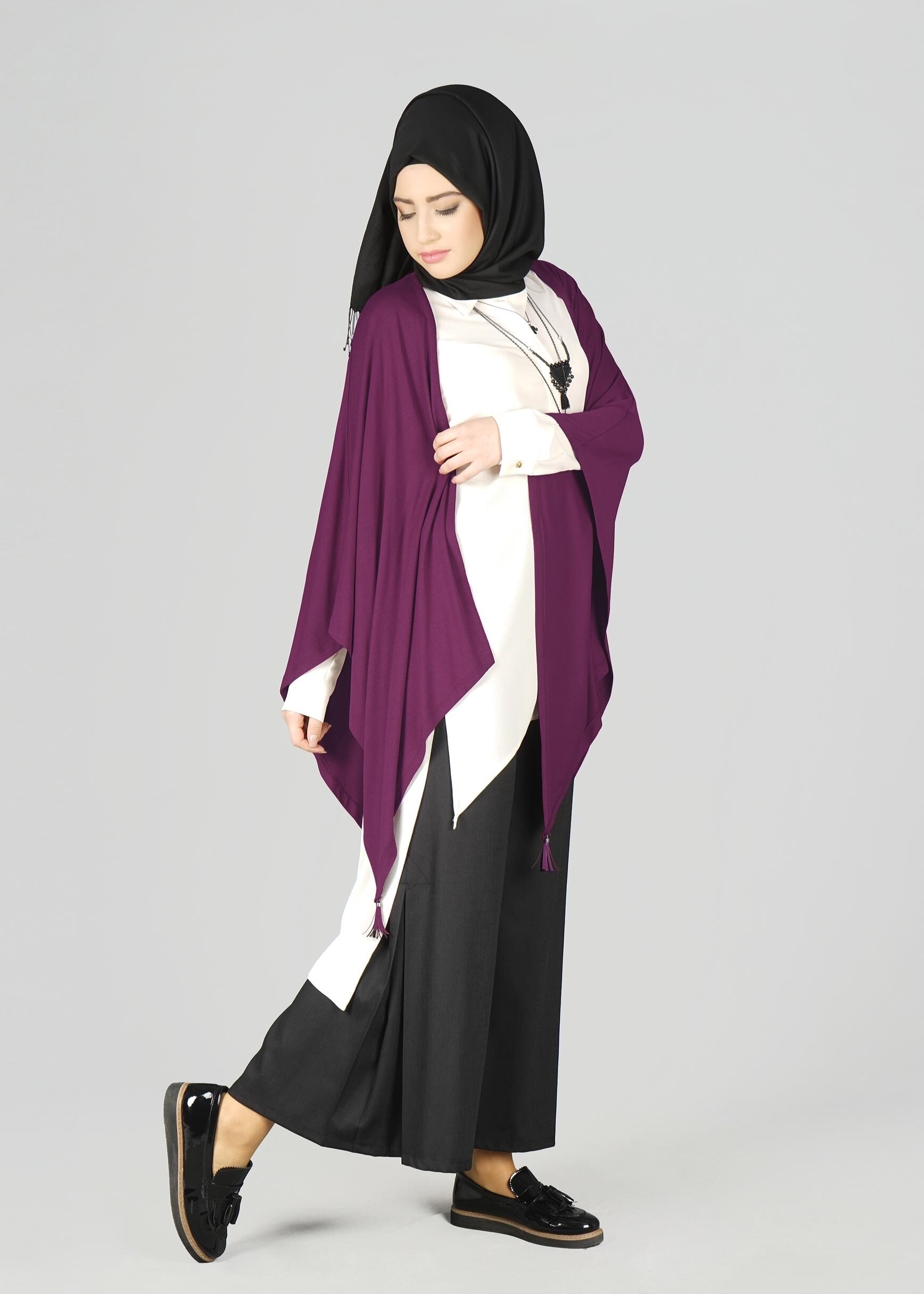Tesettür giyim MOR ASİMETRİK KESİM TUNİK 4841