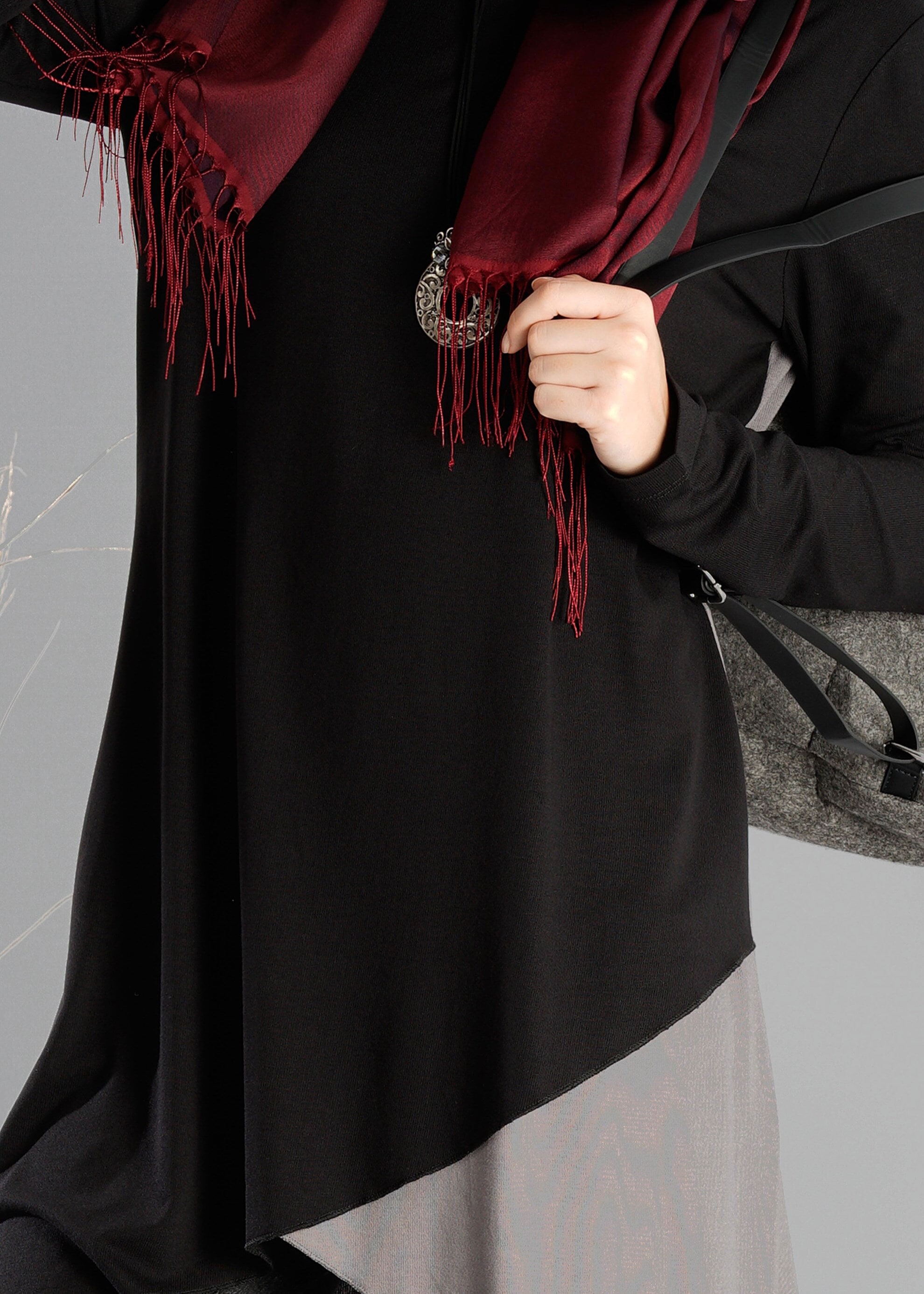 Tesettür giyim SİYAH ASİMETRİK KESİM TUNİK 4844