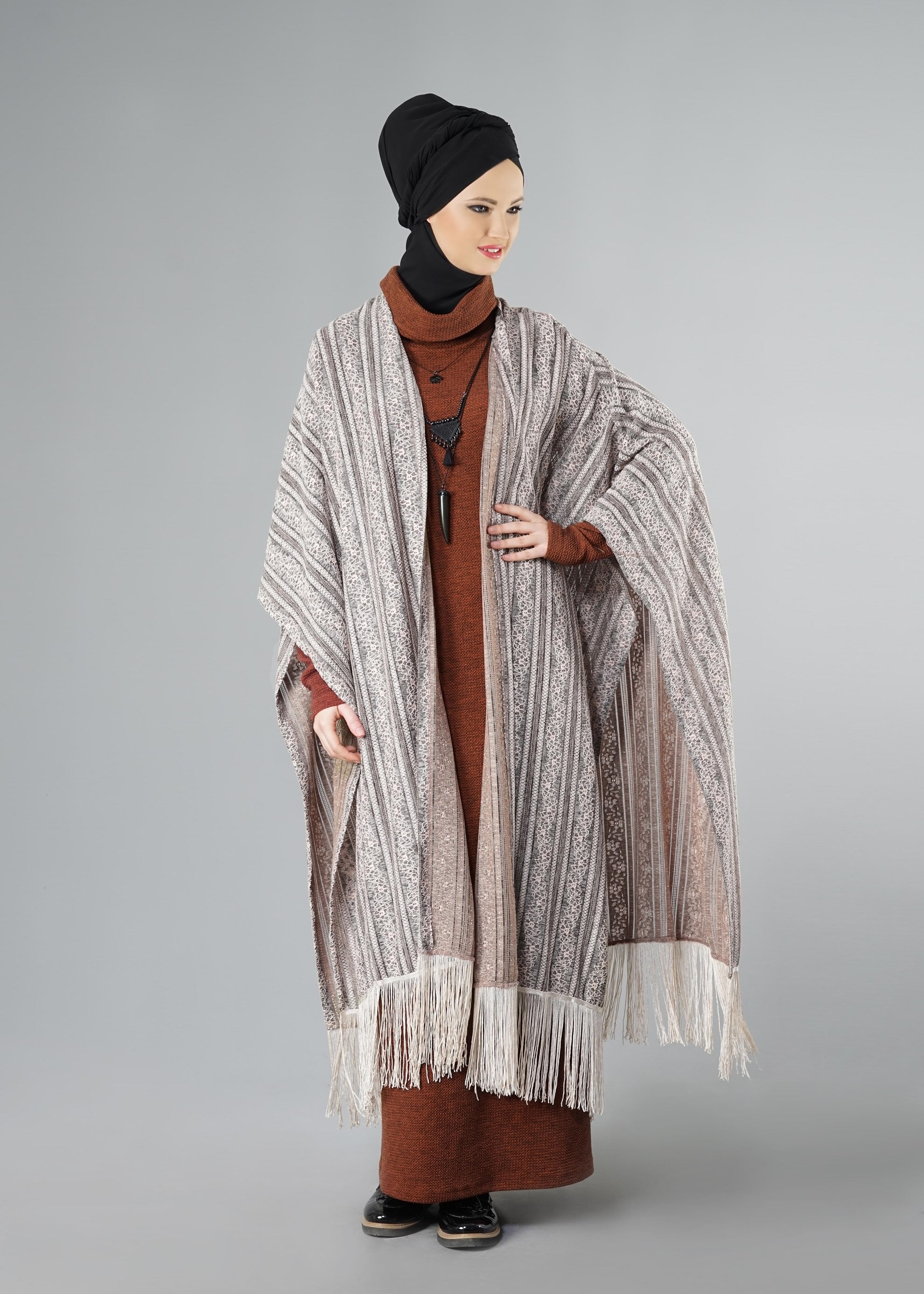 Tesettür giyim VİZON 4845 HIRKA