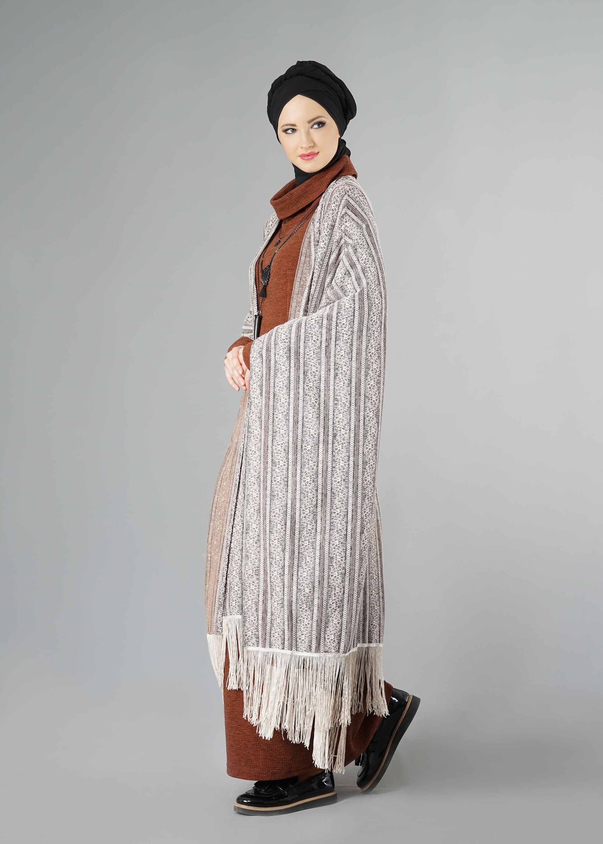 Tesettür giyim VİZON 4845 HIRKA