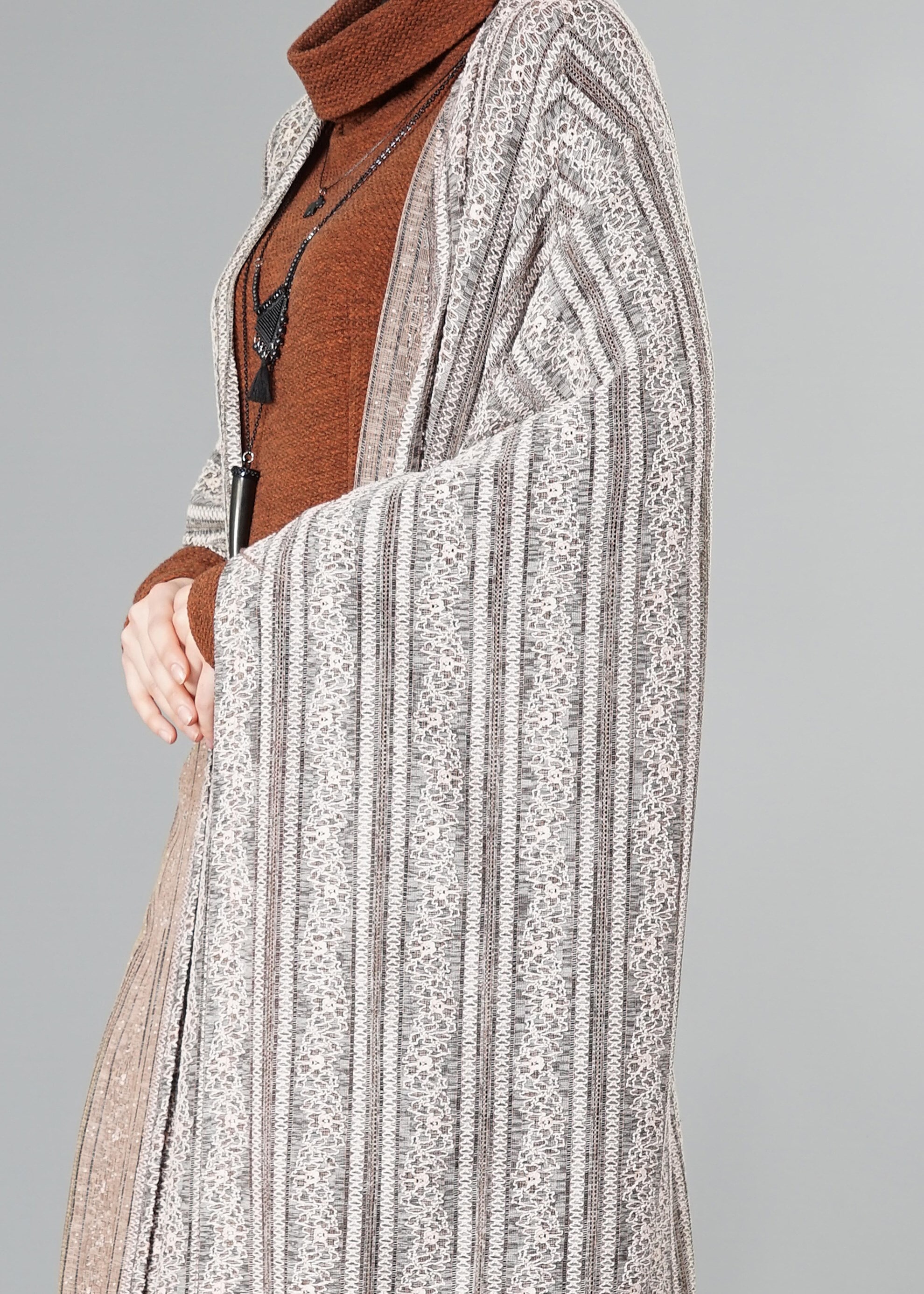 Tesettür giyim VİZON 4845 HIRKA