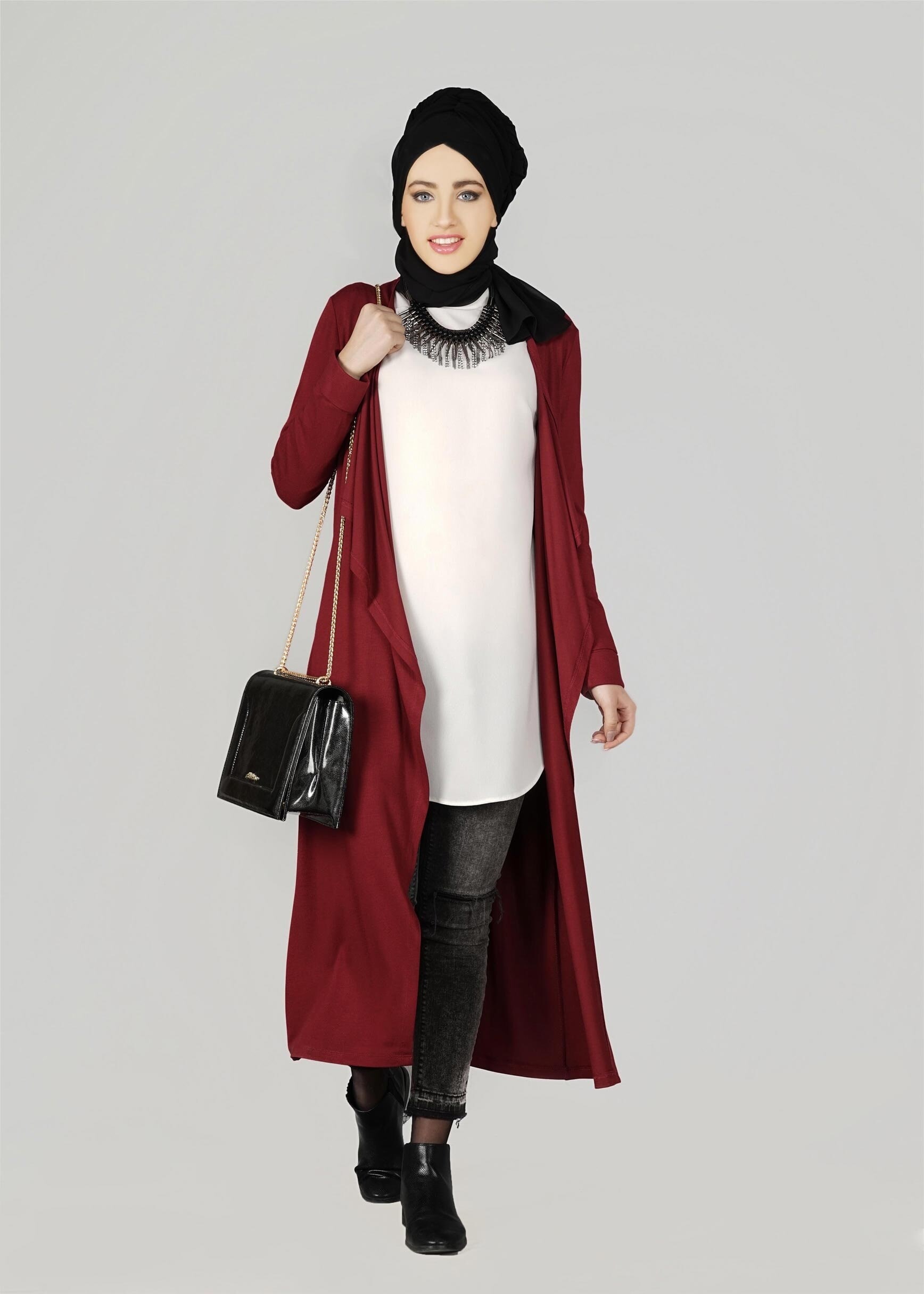 Tesettür giyim BORDO 4853 TUNİK