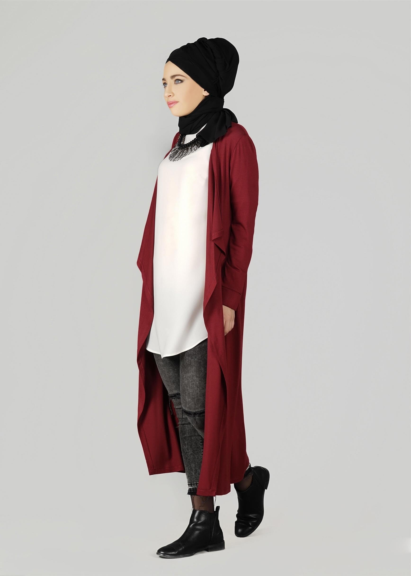 Tesettür giyim BORDO 4853 TUNİK