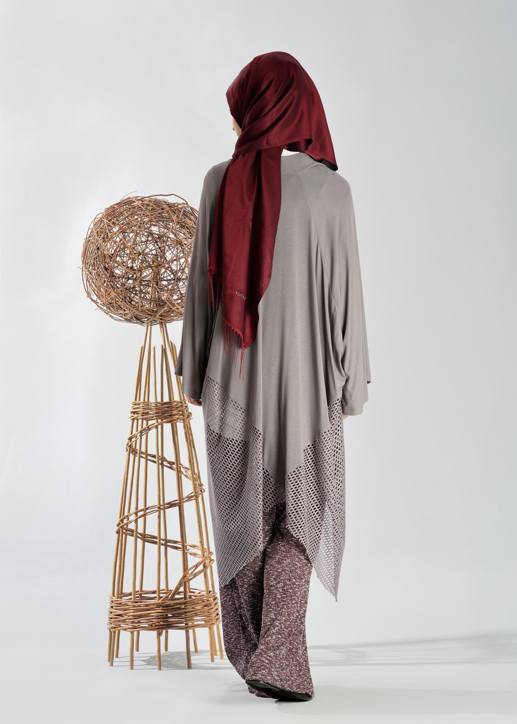 Tesettür giyim GRİ FİLE DETAYLI TUNİK 4854