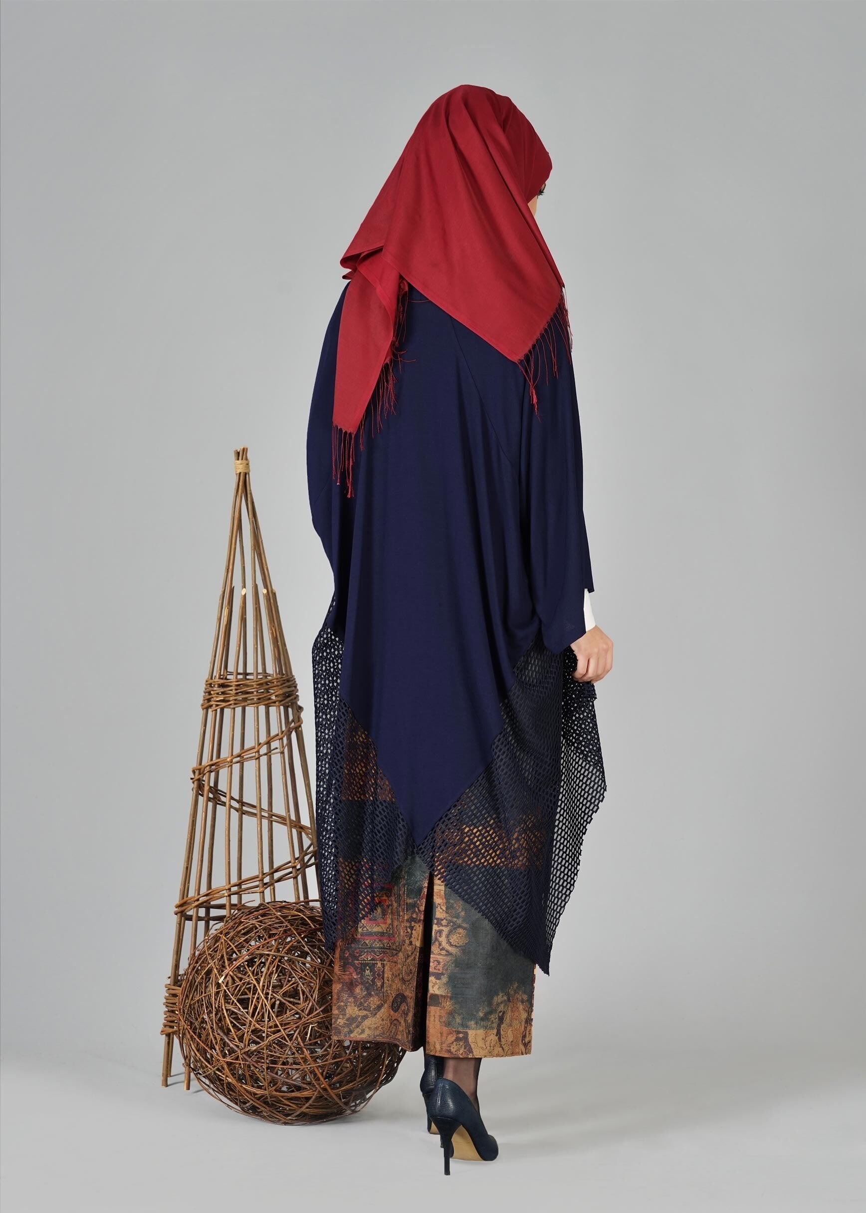 Tesettür giyim LACİVERT FİLE DETAYLI TUNİK 4854