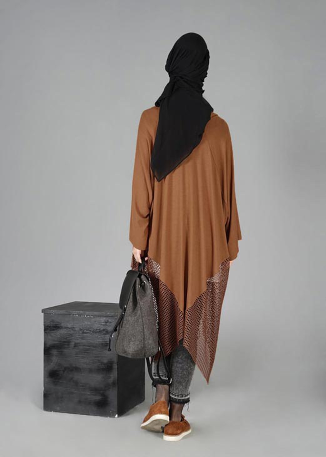 Tesettür giyim TABA FİLE DETAYLI TUNİK 4854