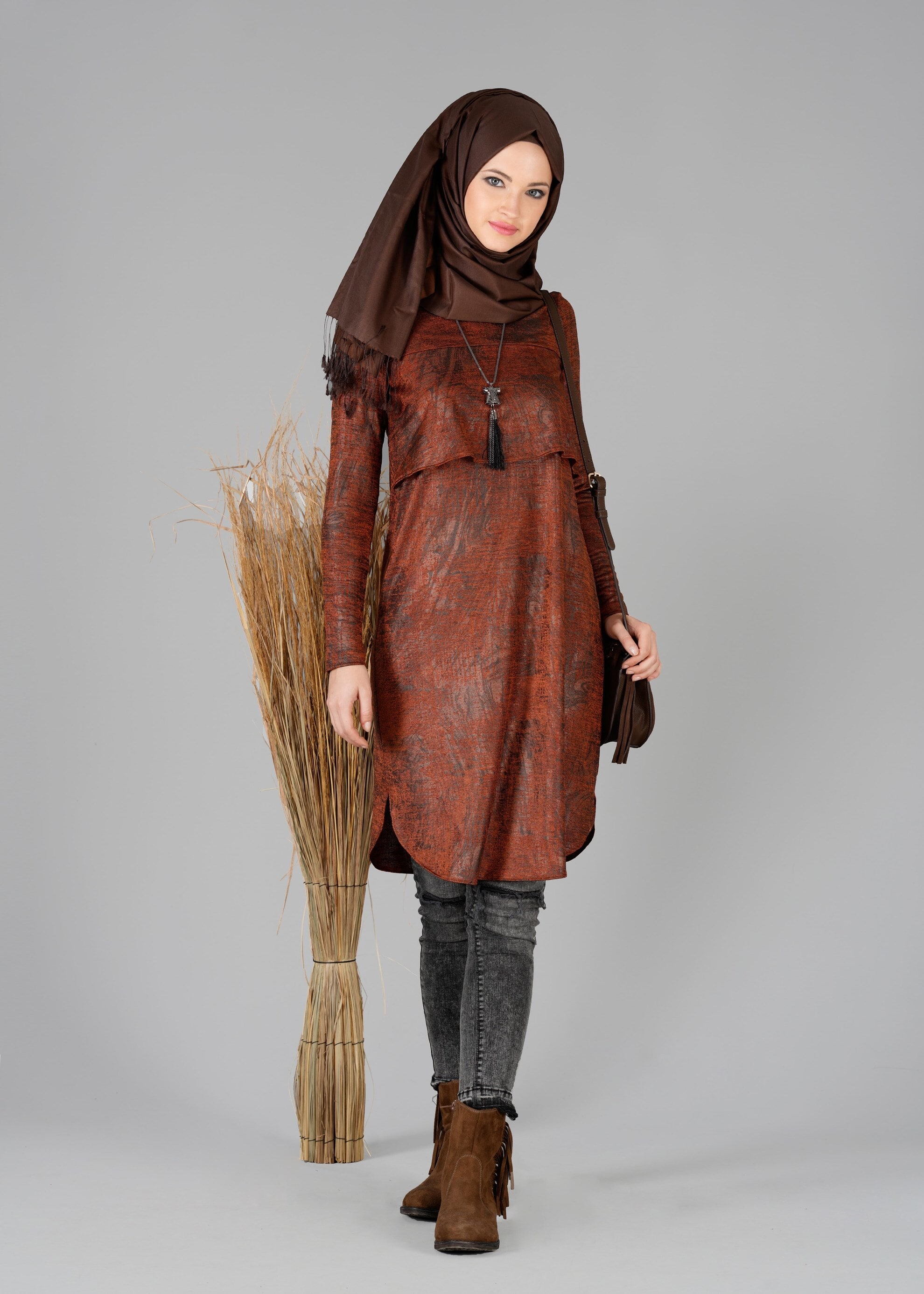 Tesettür giyim BAKIR / BRONZ 4858 TUNİK