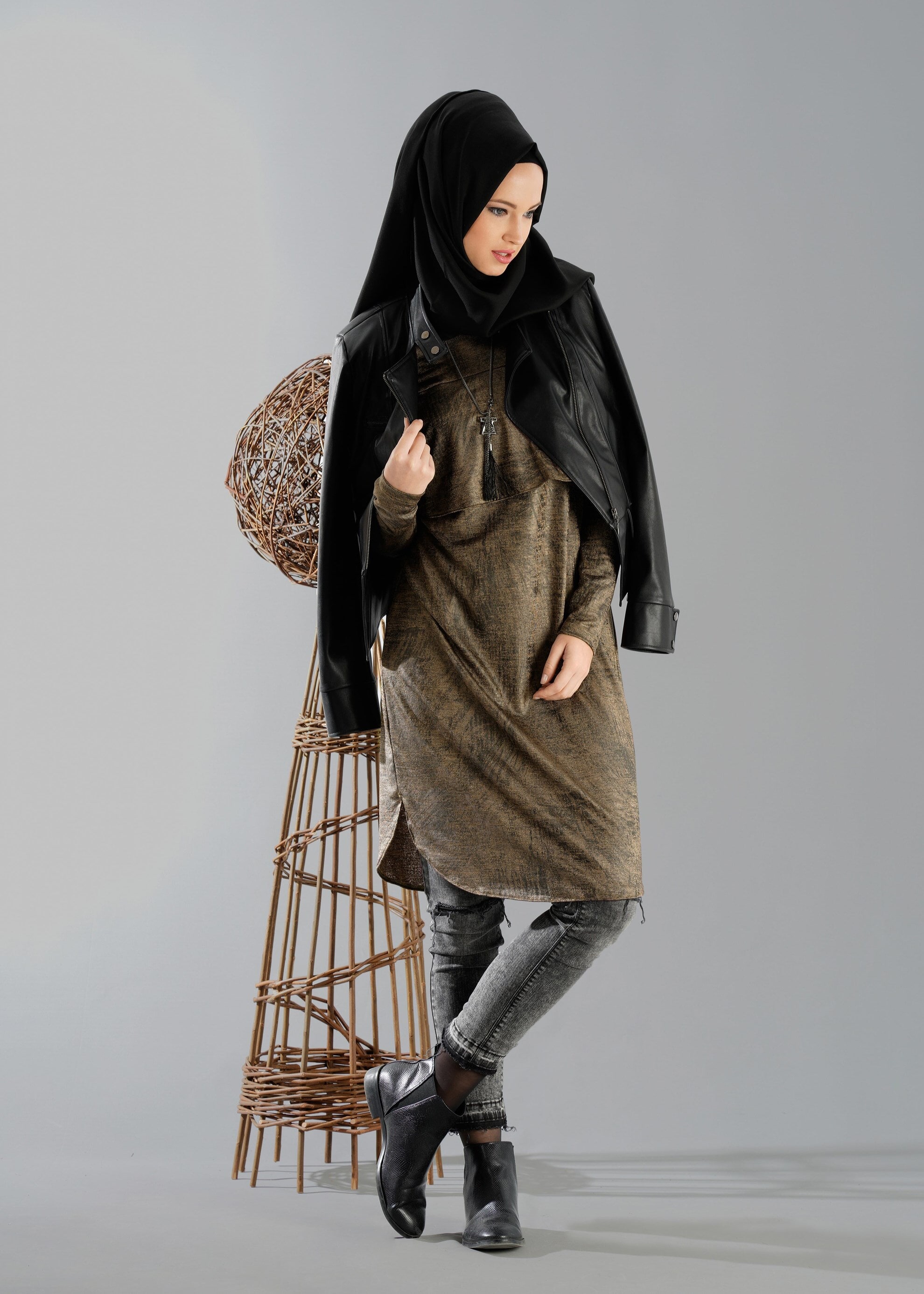 Tesettür giyim KAHVE 4858 TUNİK