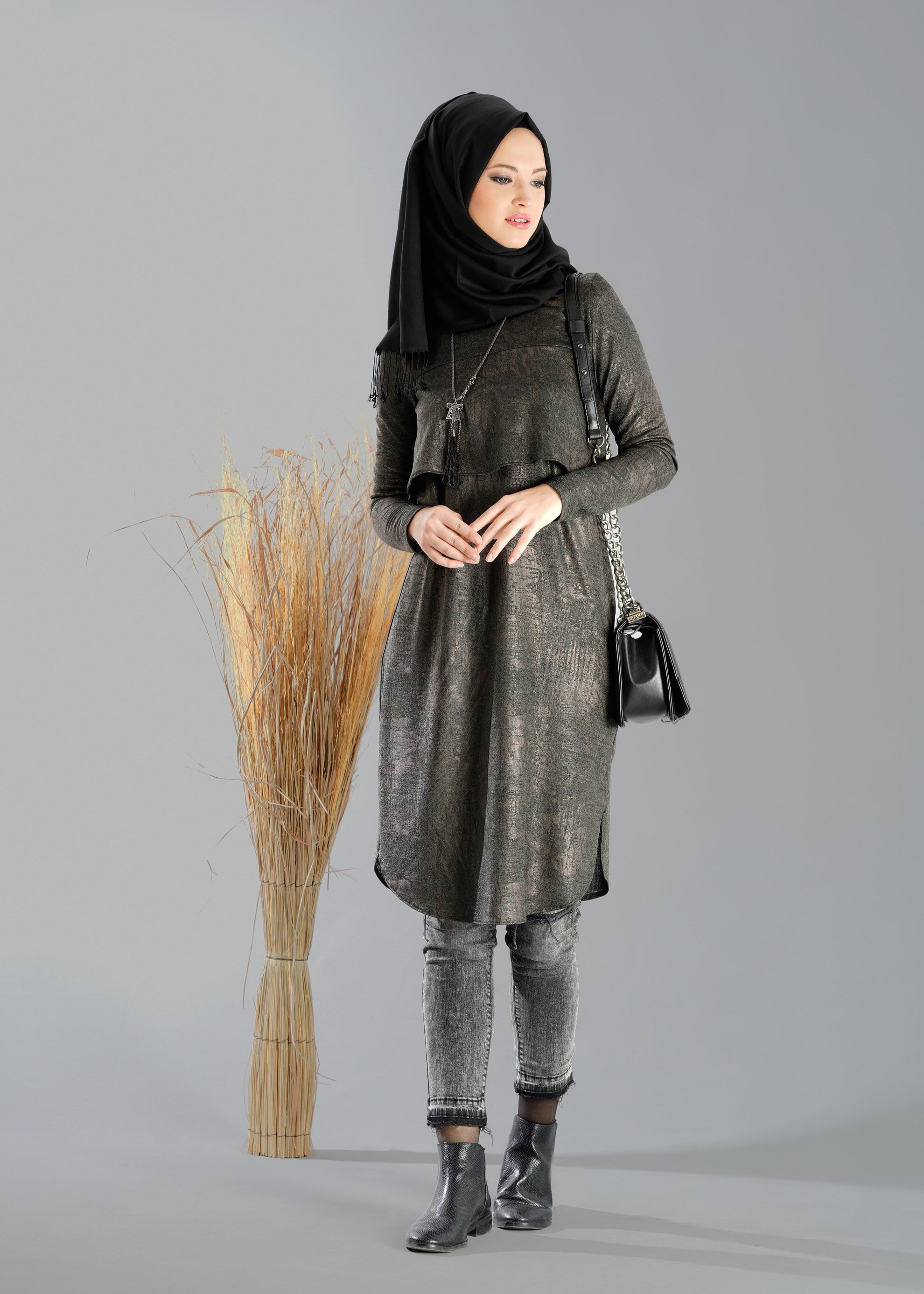 Tesettür giyim HAKİ 4858 TUNİK