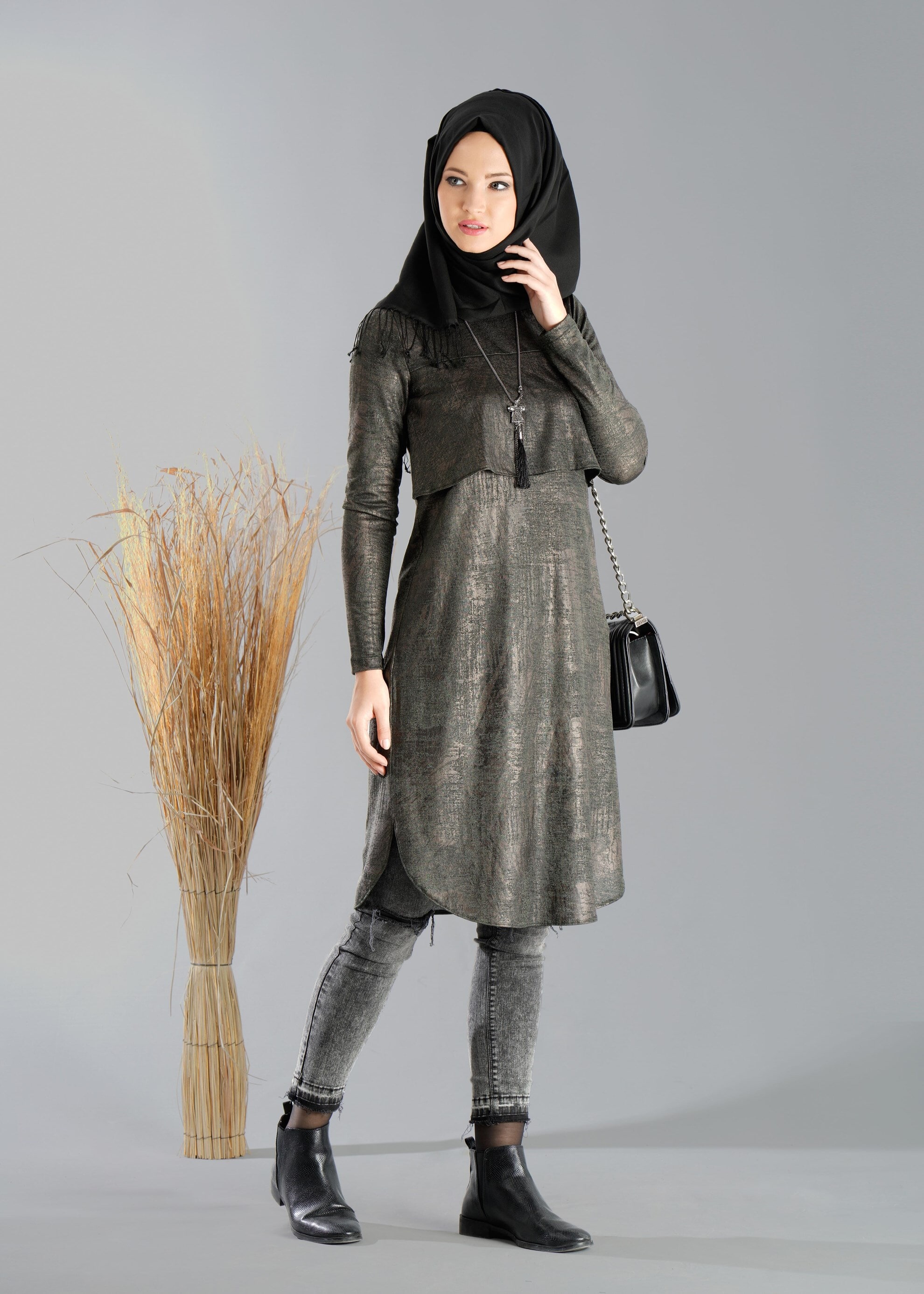 Tesettür giyim HAKİ 4858 TUNİK