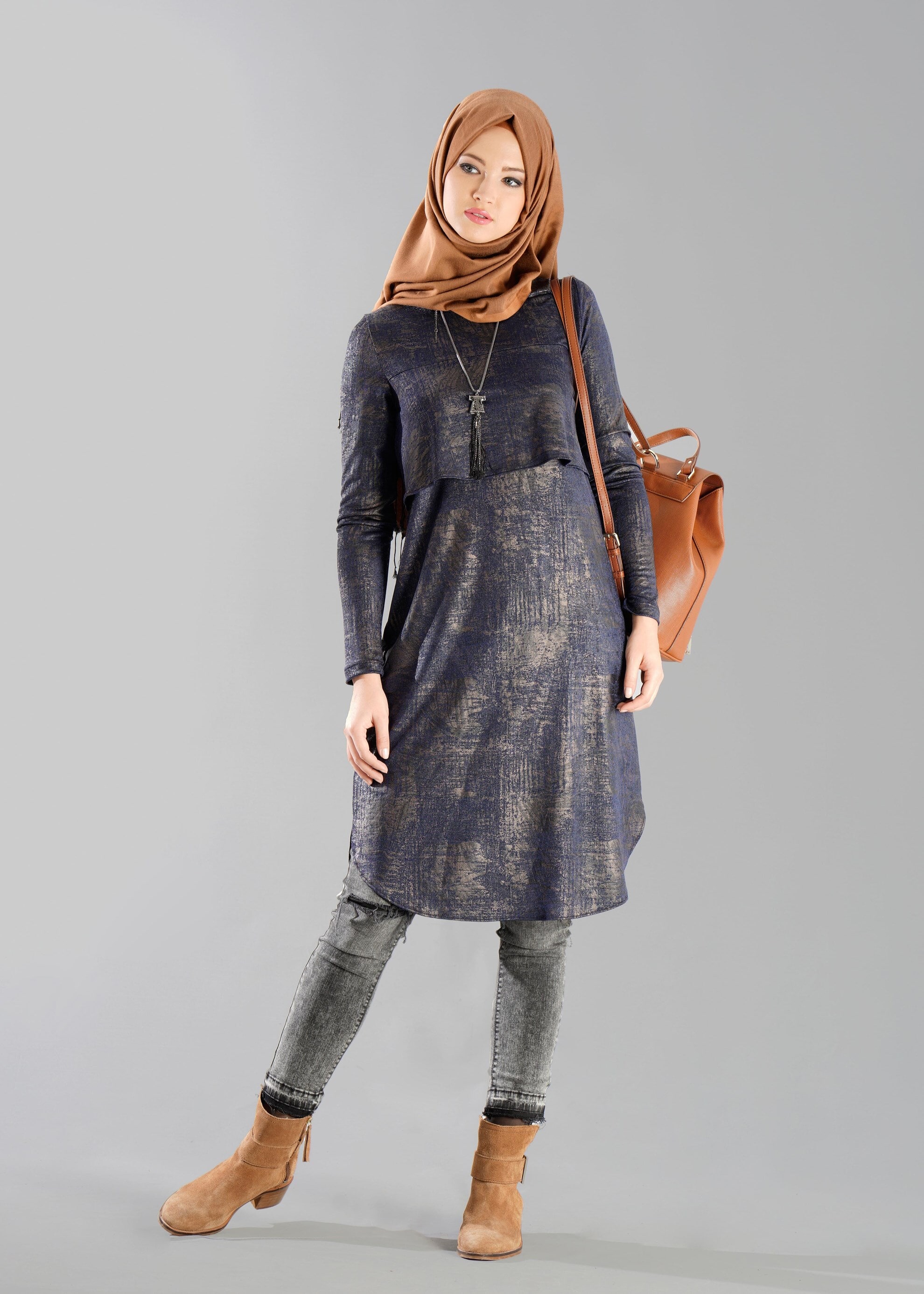 Tesettür giyim LACİVERT 4858 TUNİK