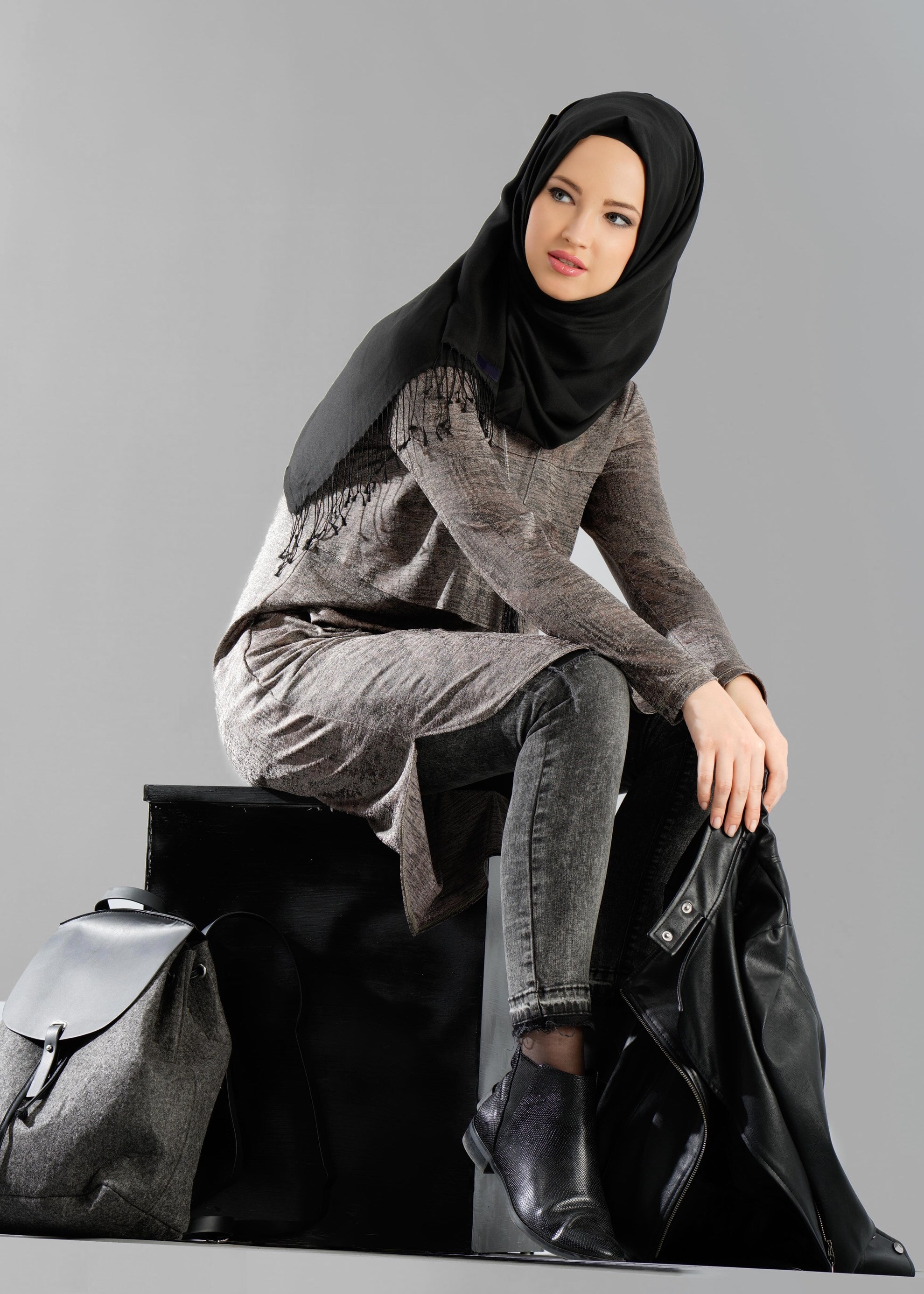 Tesettür giyim BEJ 4858 TUNİK