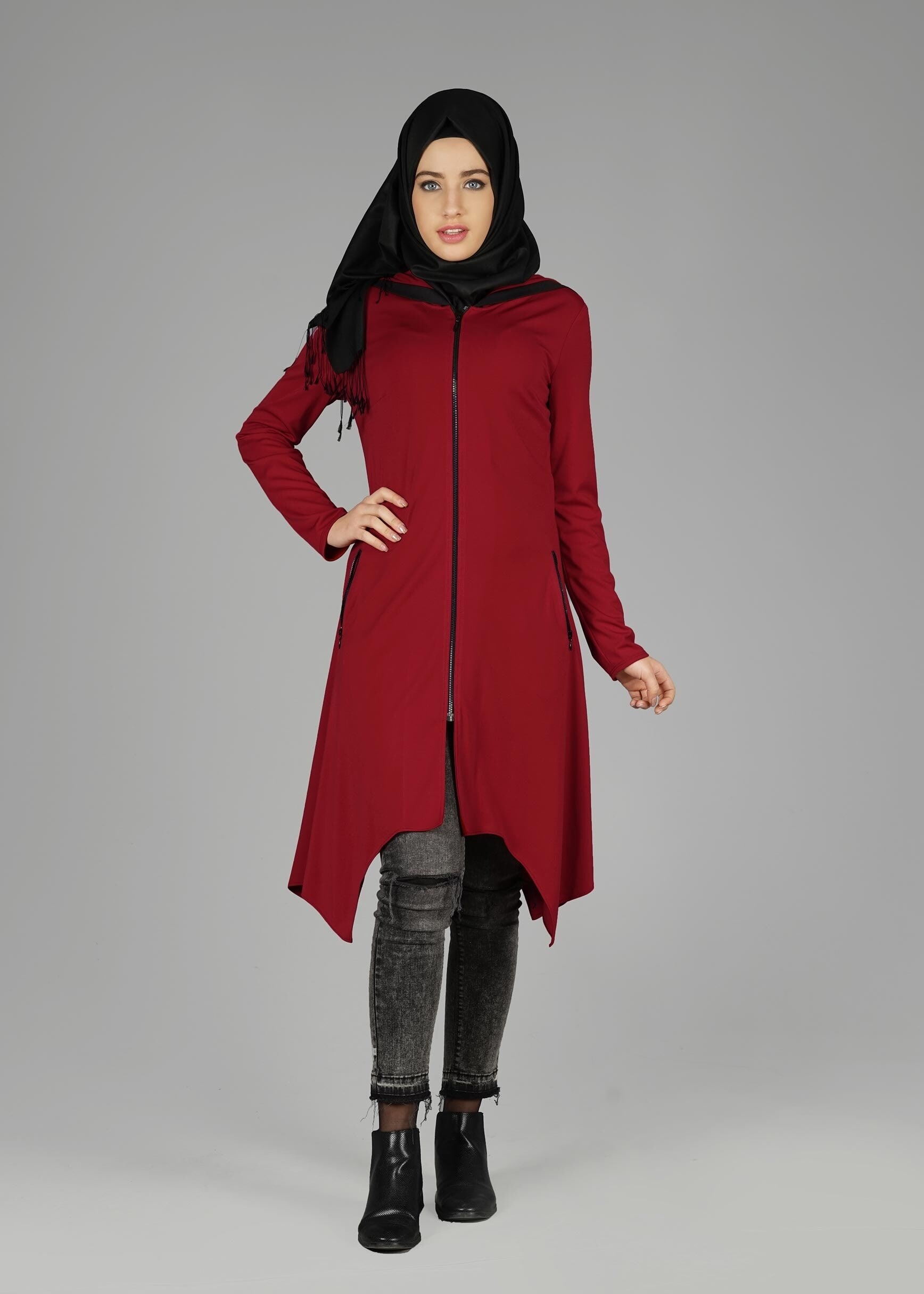 Tesettür giyim KIRMIZI 4869 TUNİK