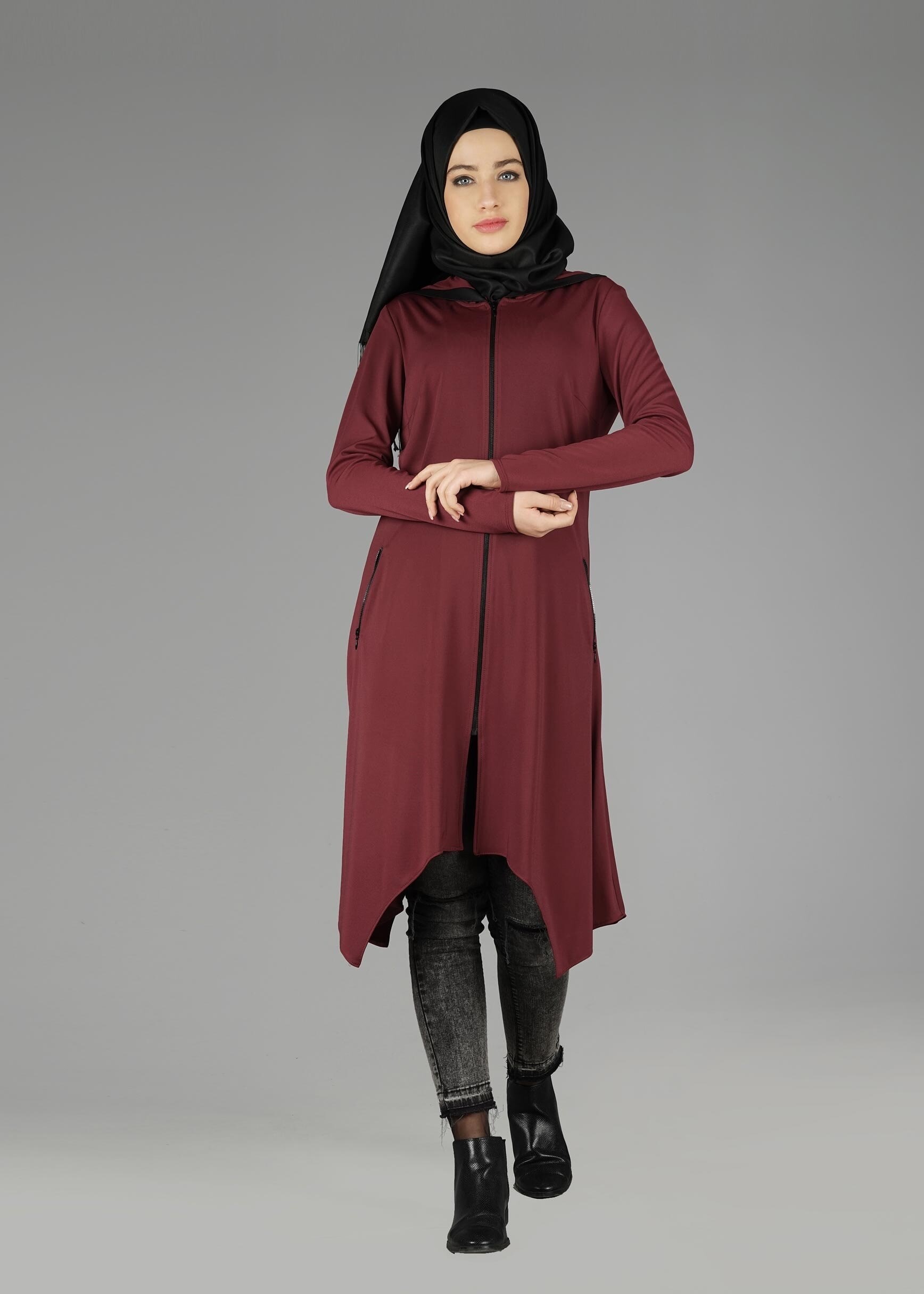 Tesettür giyim BORDO 4869 TUNİK