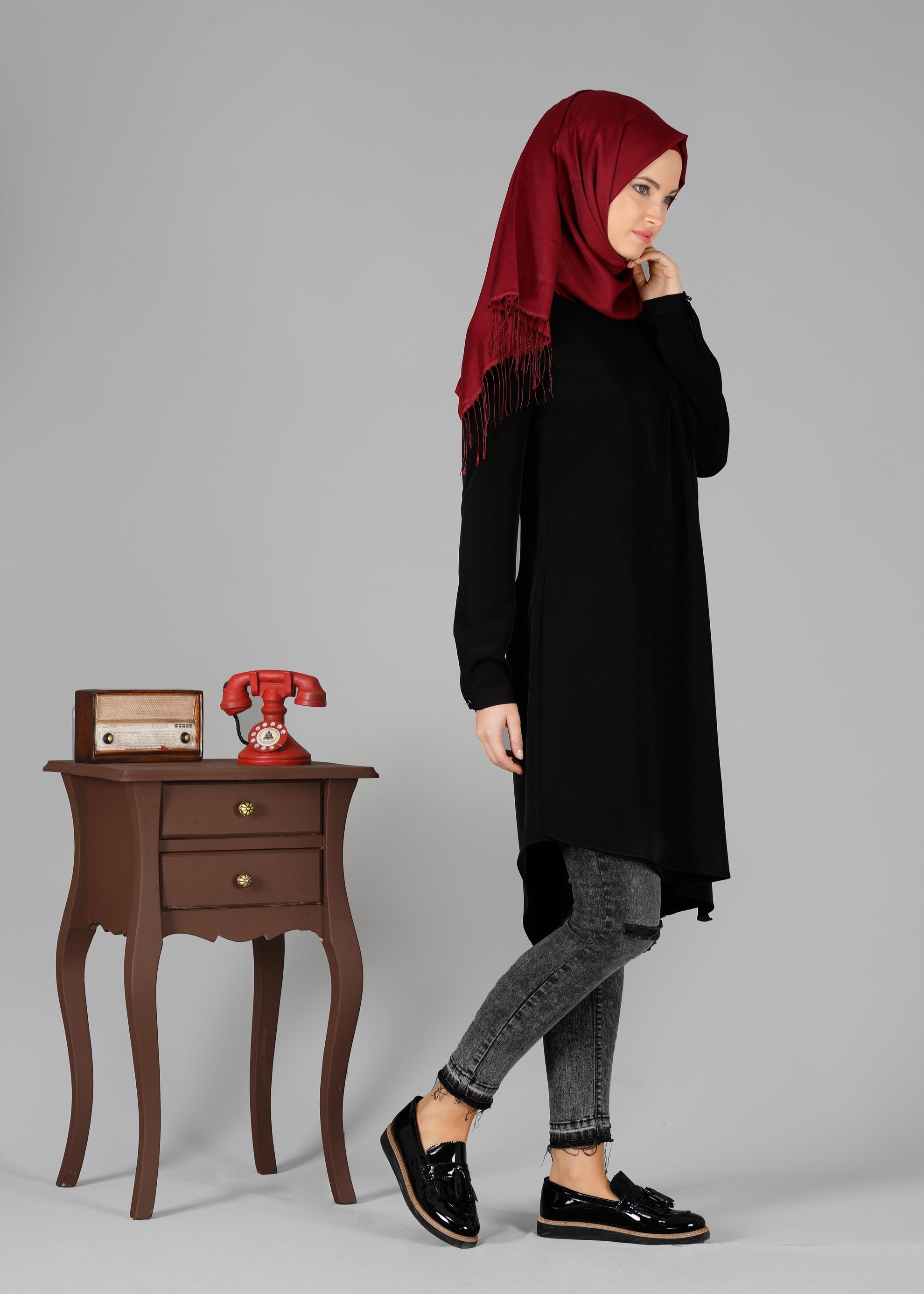 Tesettür giyim SİYAH 4872 TUNİK