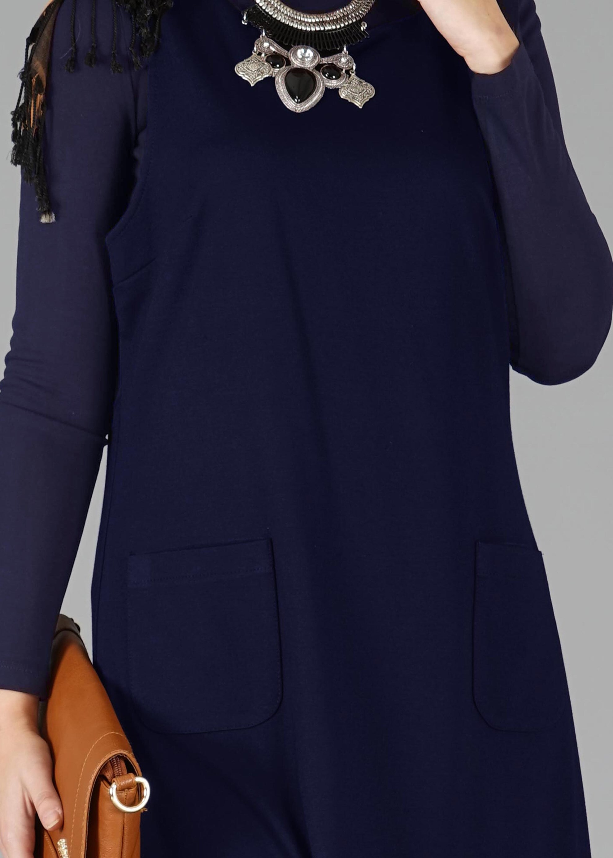 Tesettür giyim LACİVERT KOLSUZ TUNİK 4873