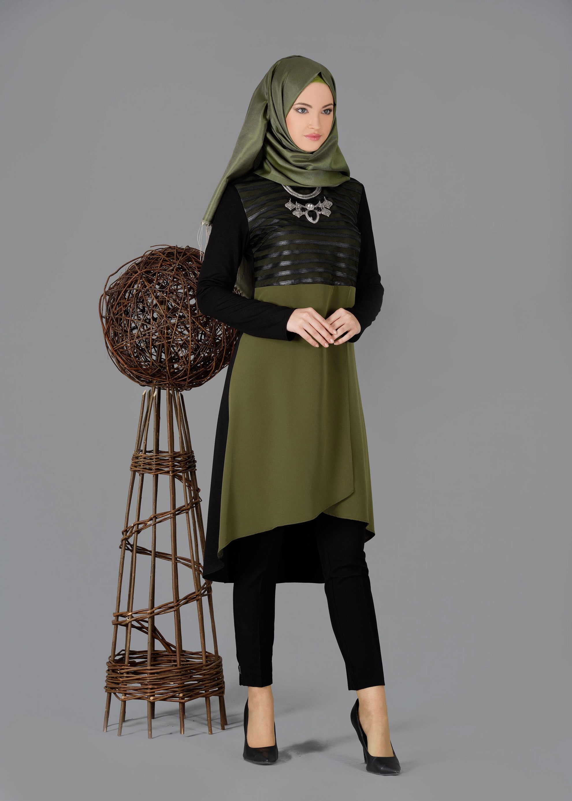 Tesettür giyim YEŞİL 4874 TUNİK