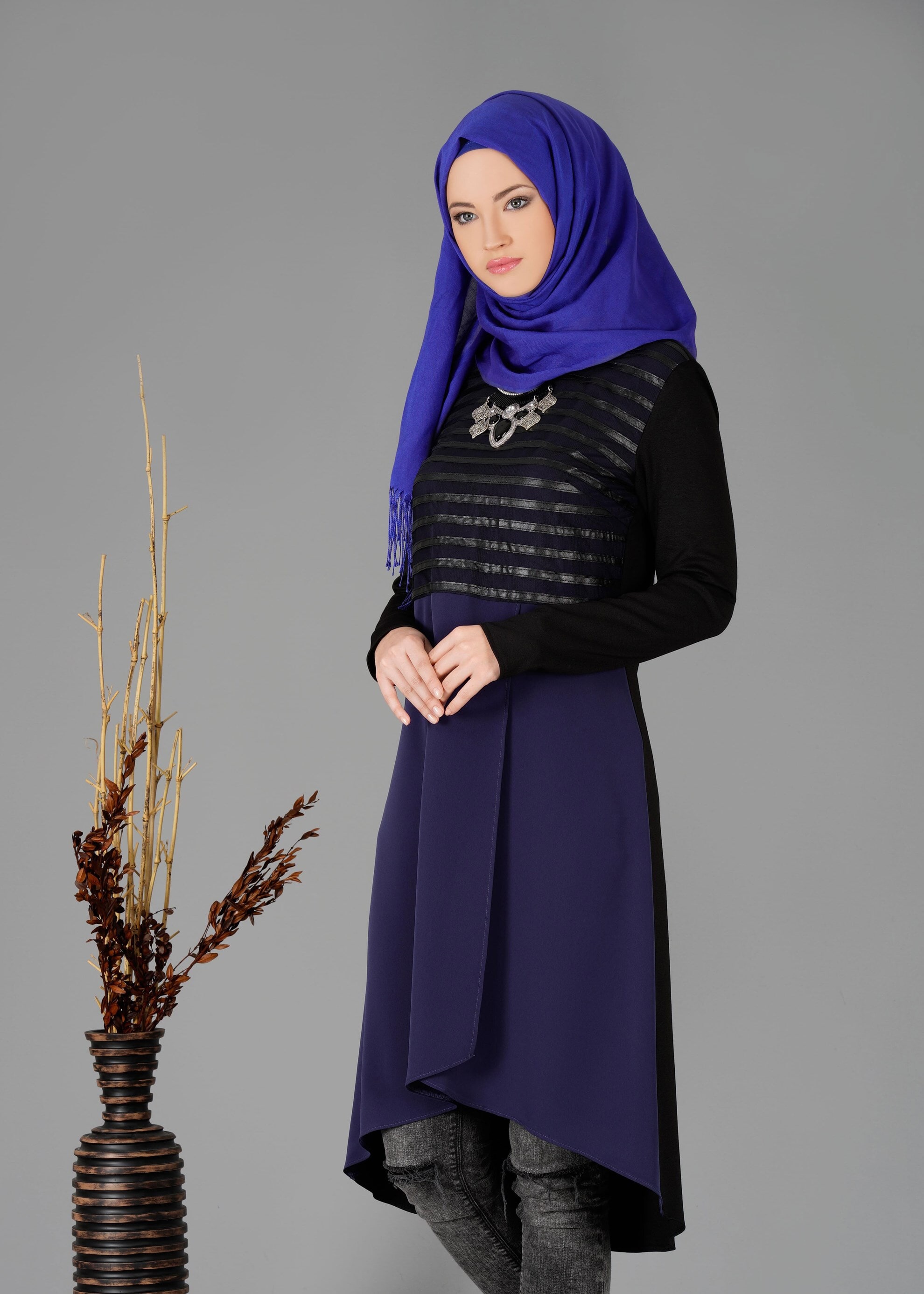 Tesettür giyim LACİVERT 4874 TUNİK