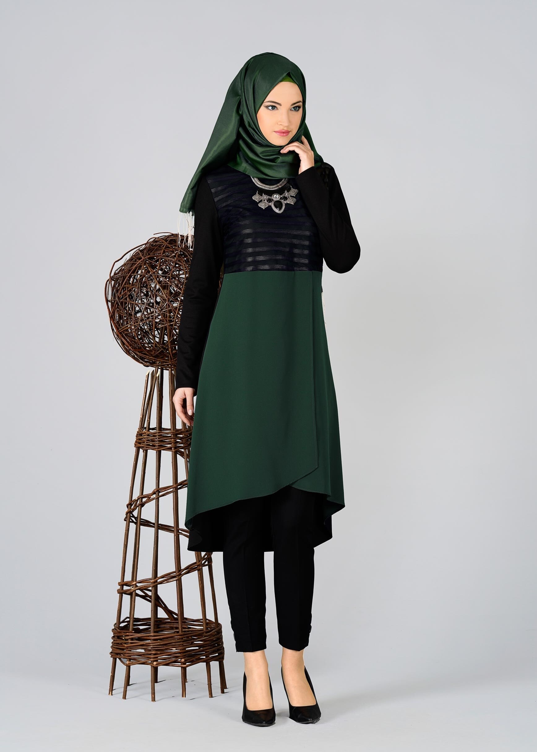 Tesettür giyim YEŞİL 4874 TUNİK
