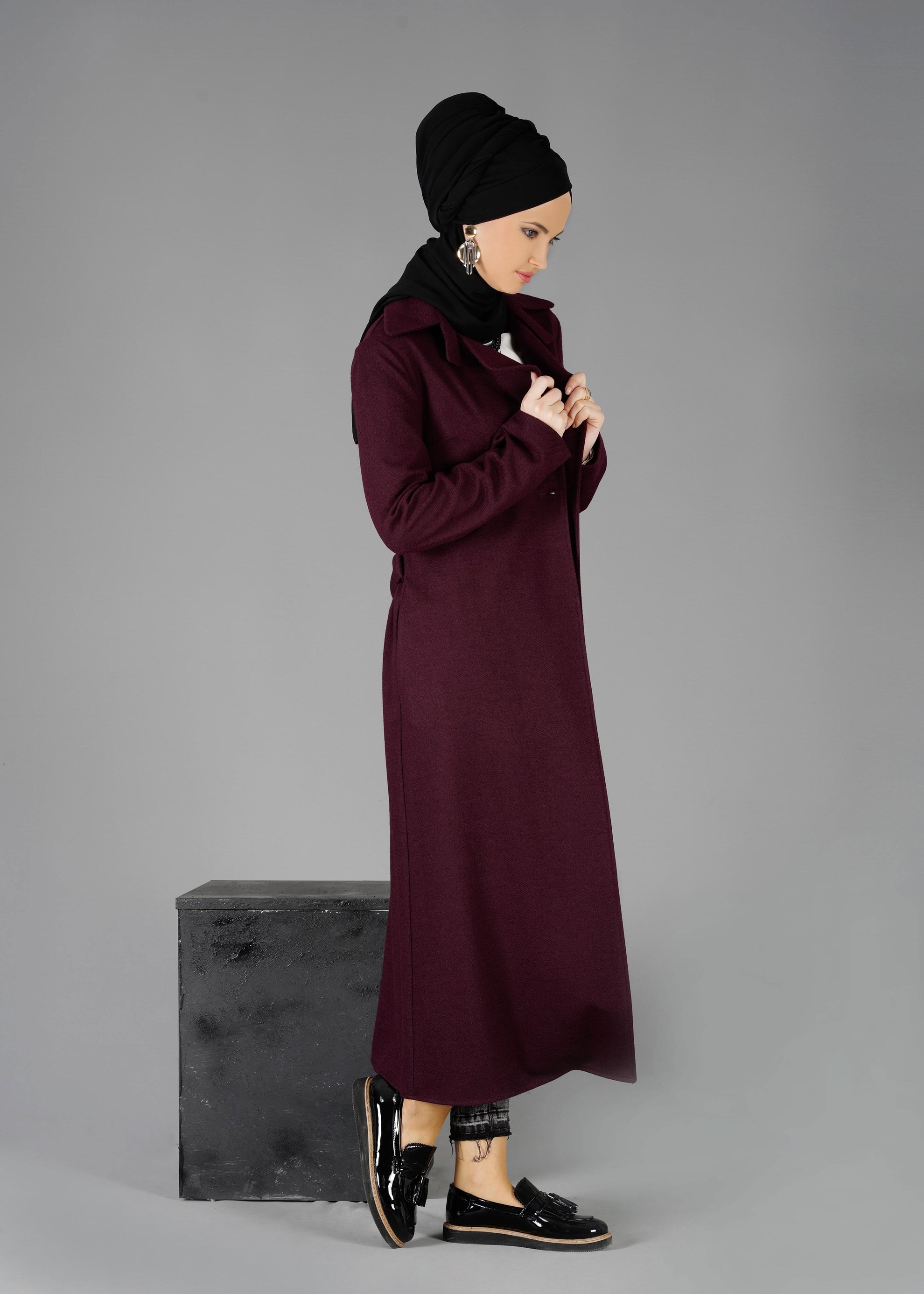 Tesettür giyim MÜRDÜM KRUVAZE YAKA TUNİK 4876