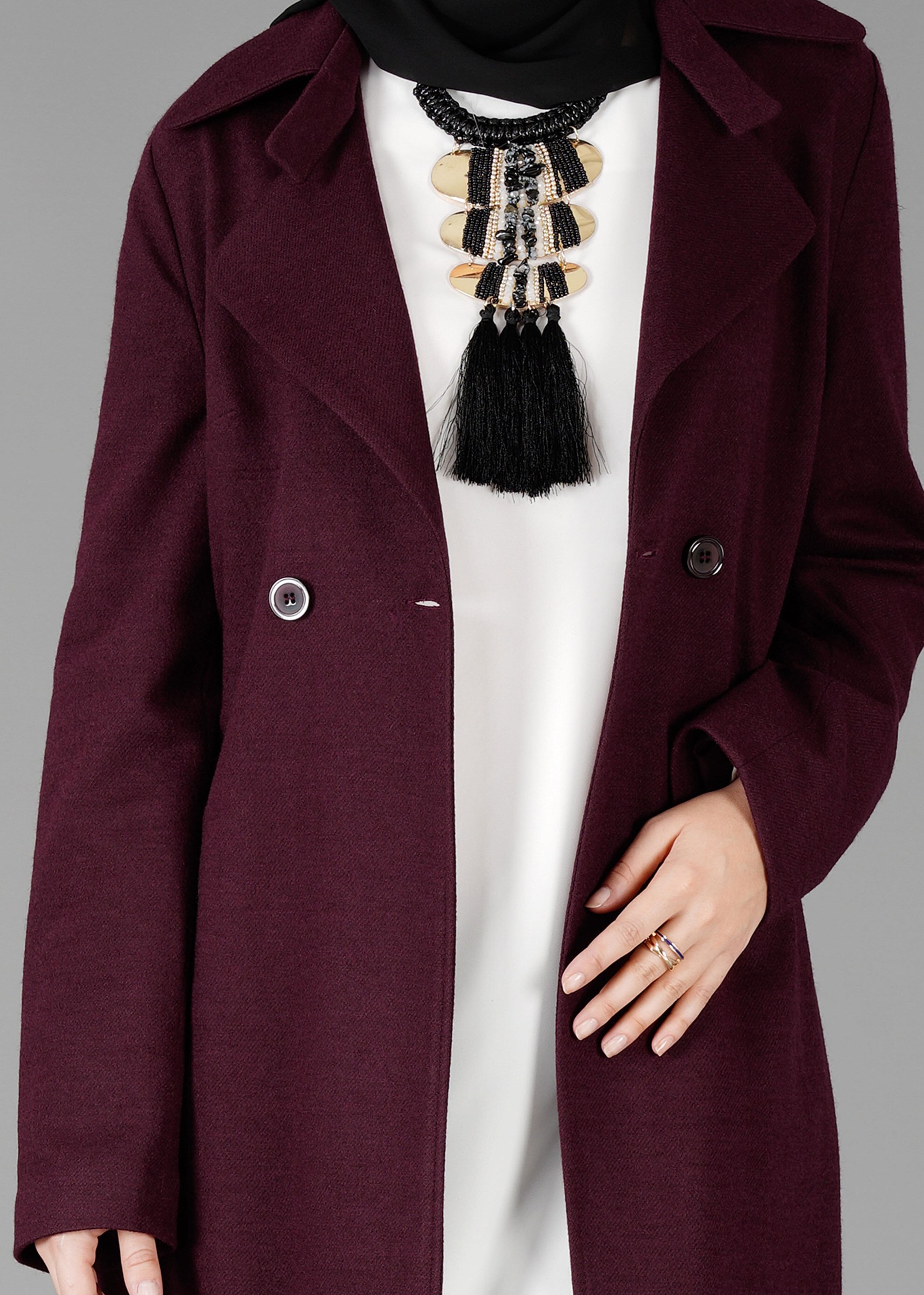 Tesettür giyim MÜRDÜM KRUVAZE YAKA TUNİK 4876