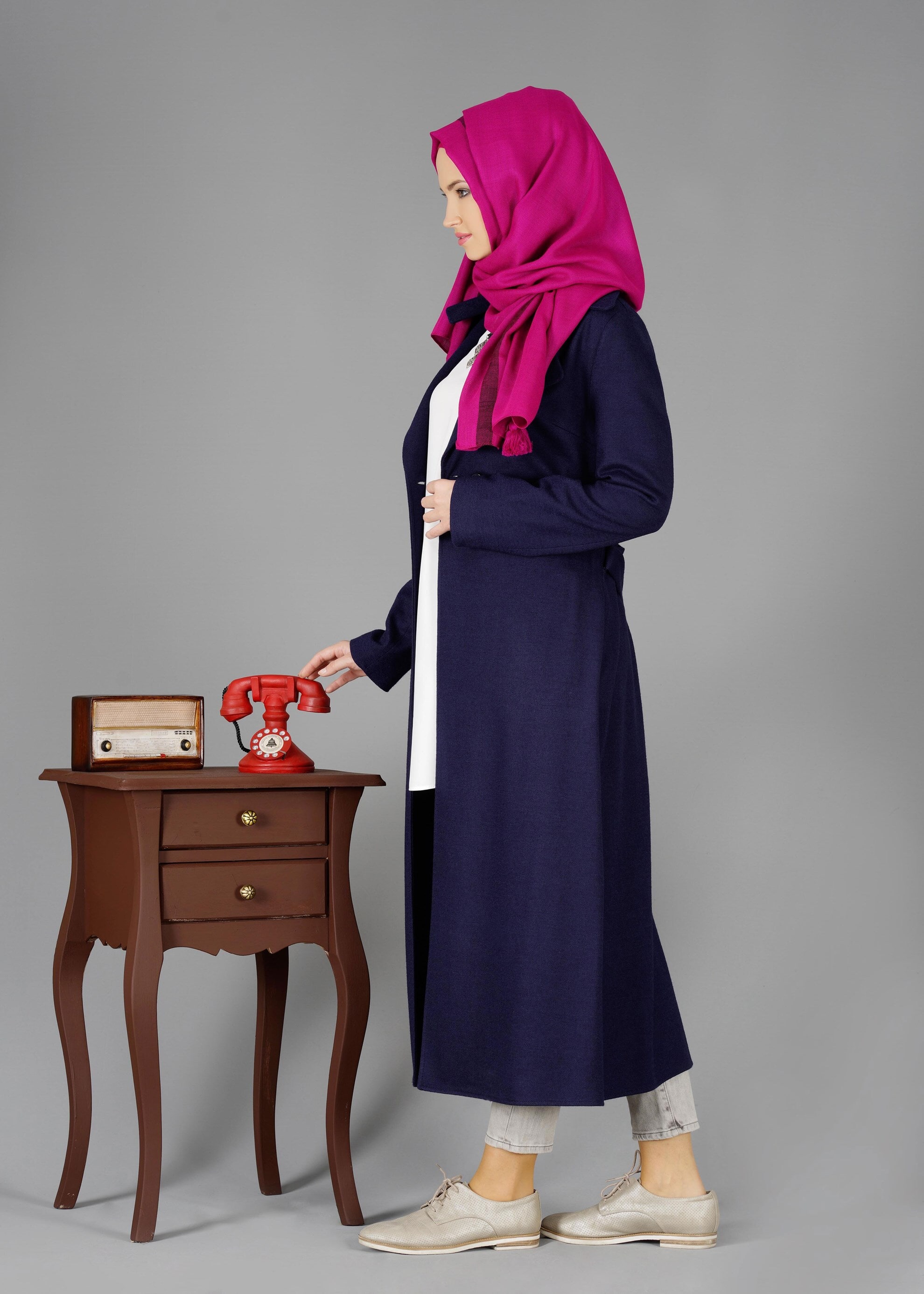 Tesettür giyim LACİVERT KRUVAZE YAKA TUNİK 4876