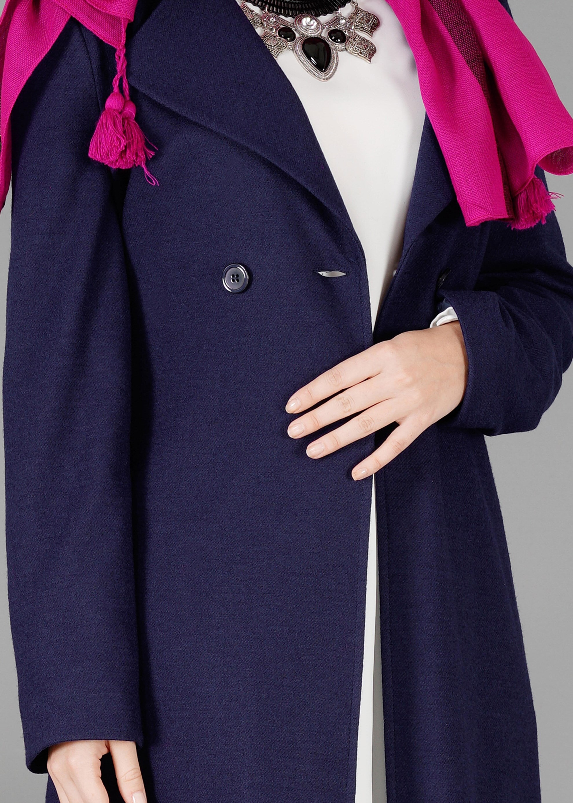 Tesettür giyim LACİVERT KRUVAZE YAKA TUNİK 4876