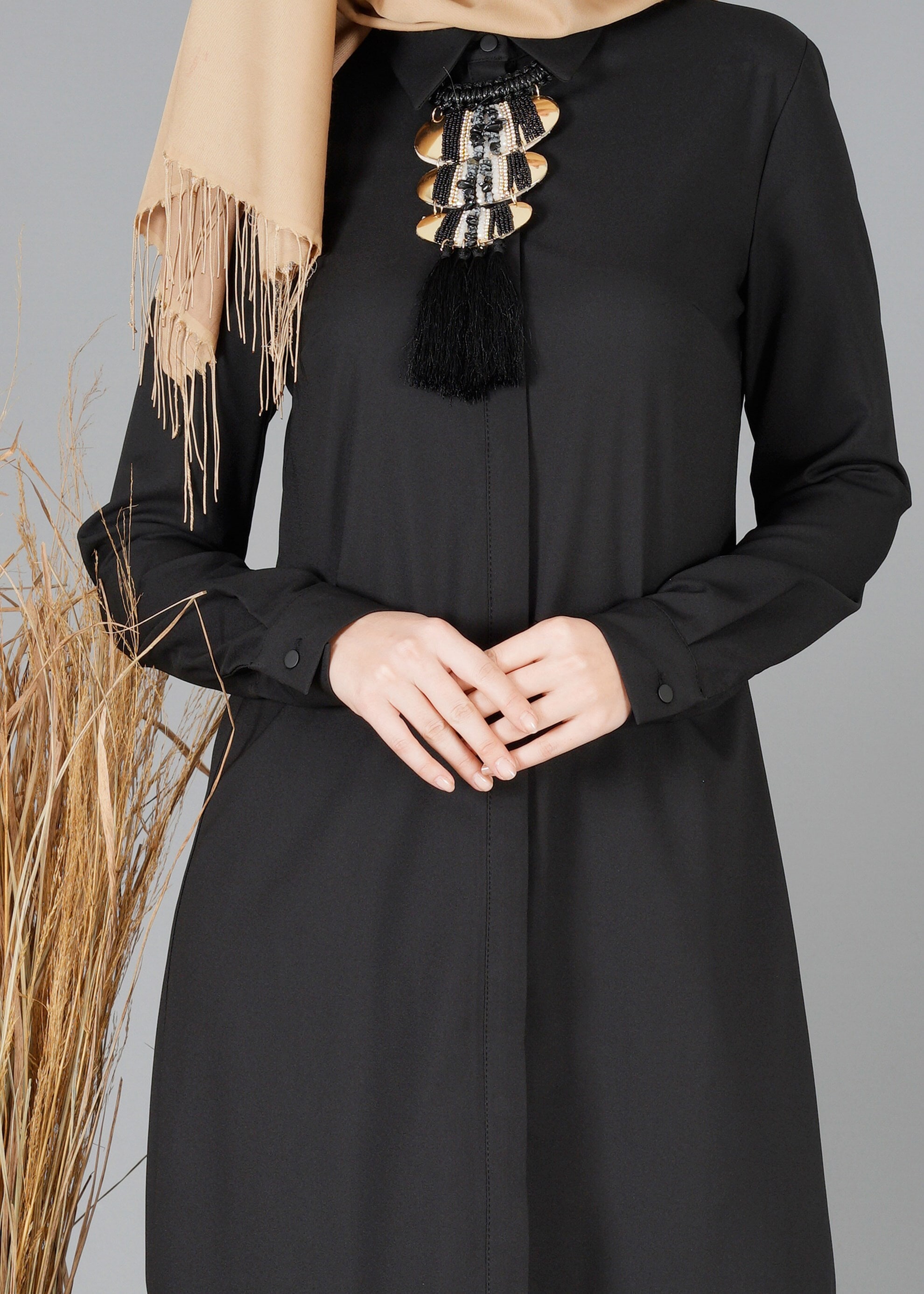 Tesettür giyim SİYAH 4877 TUNİK 