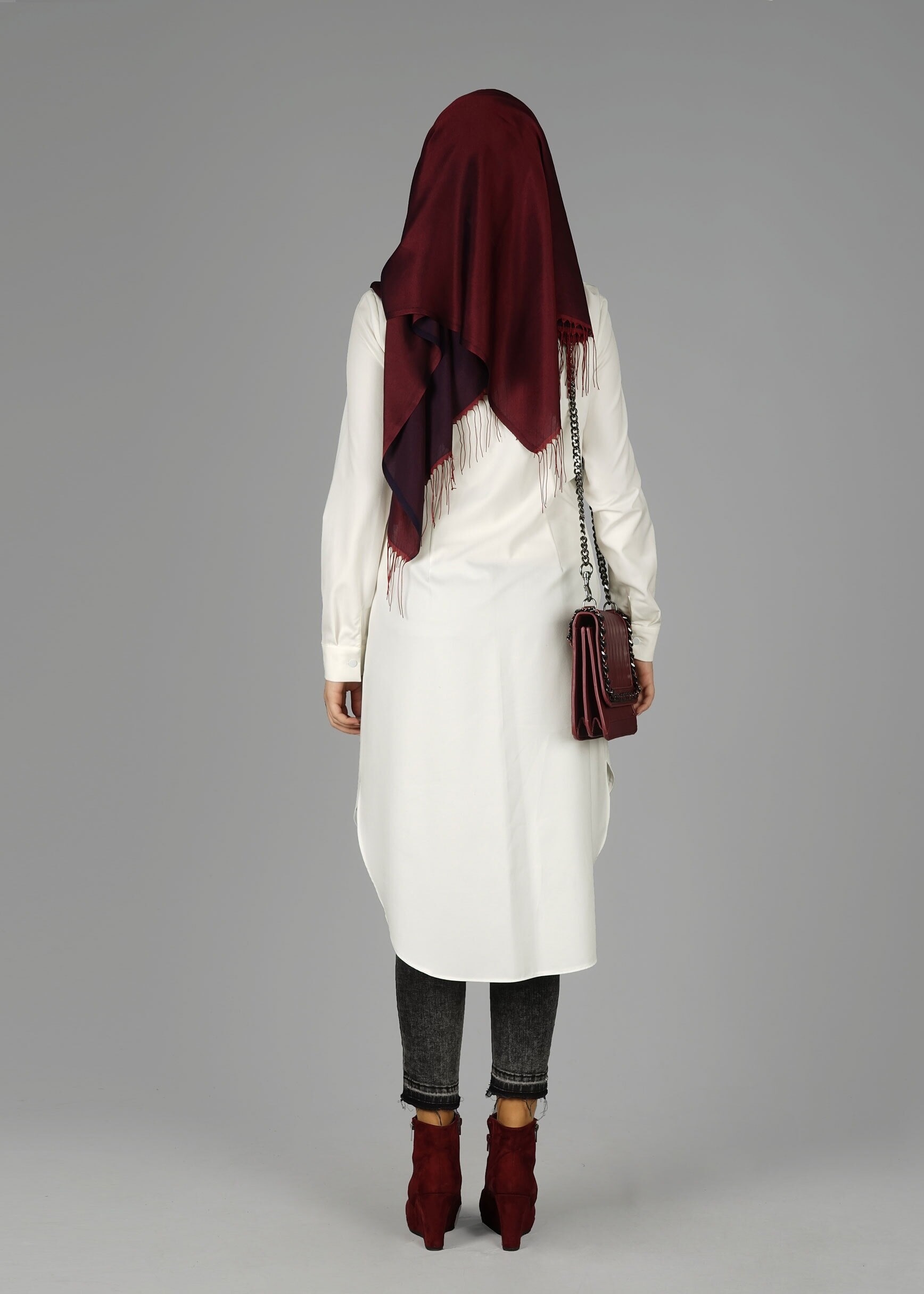 Tesettür giyim BEYAZ 4877 TUNİK 