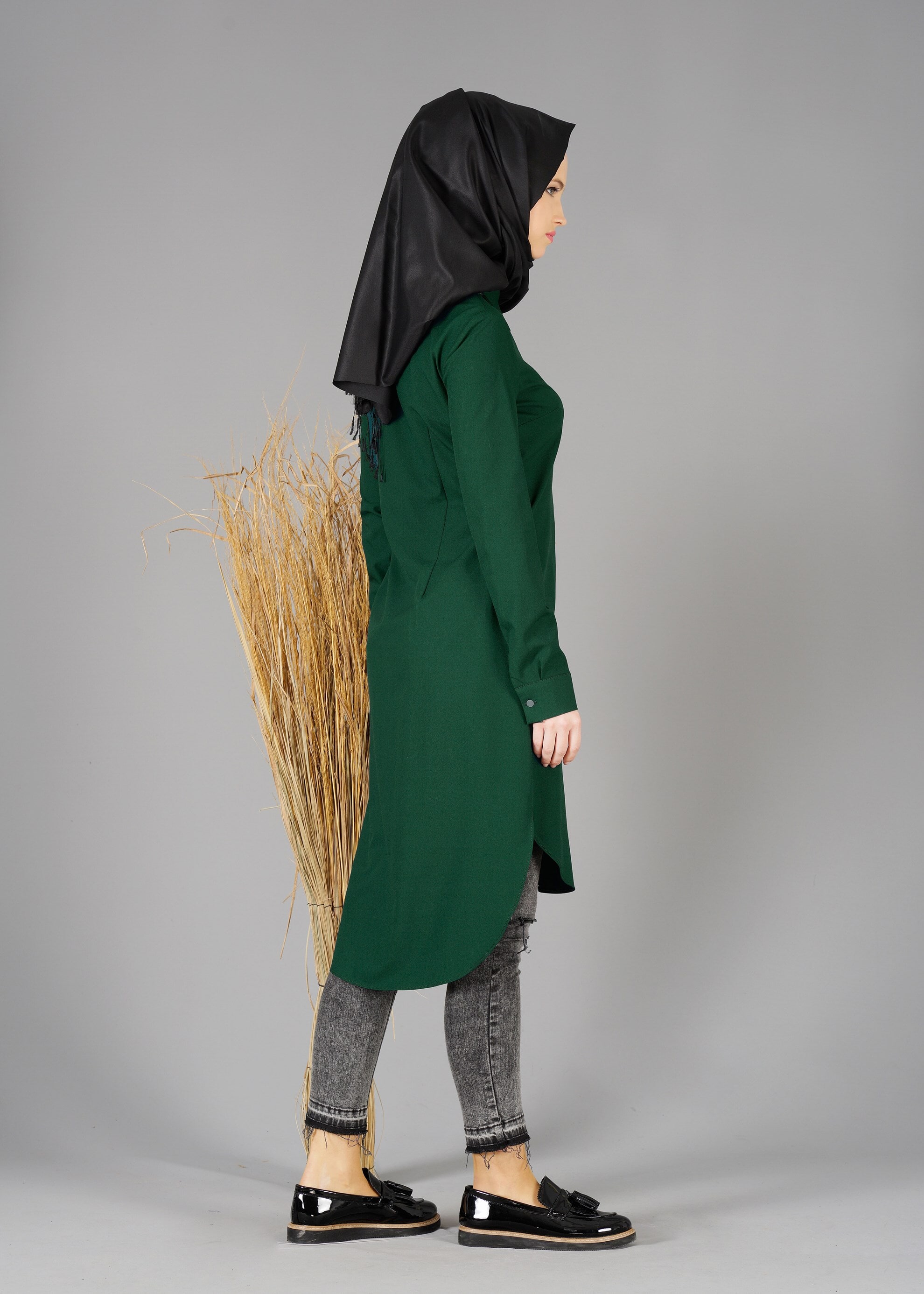 Tesettür giyim YEŞİL 4877 TUNİK 