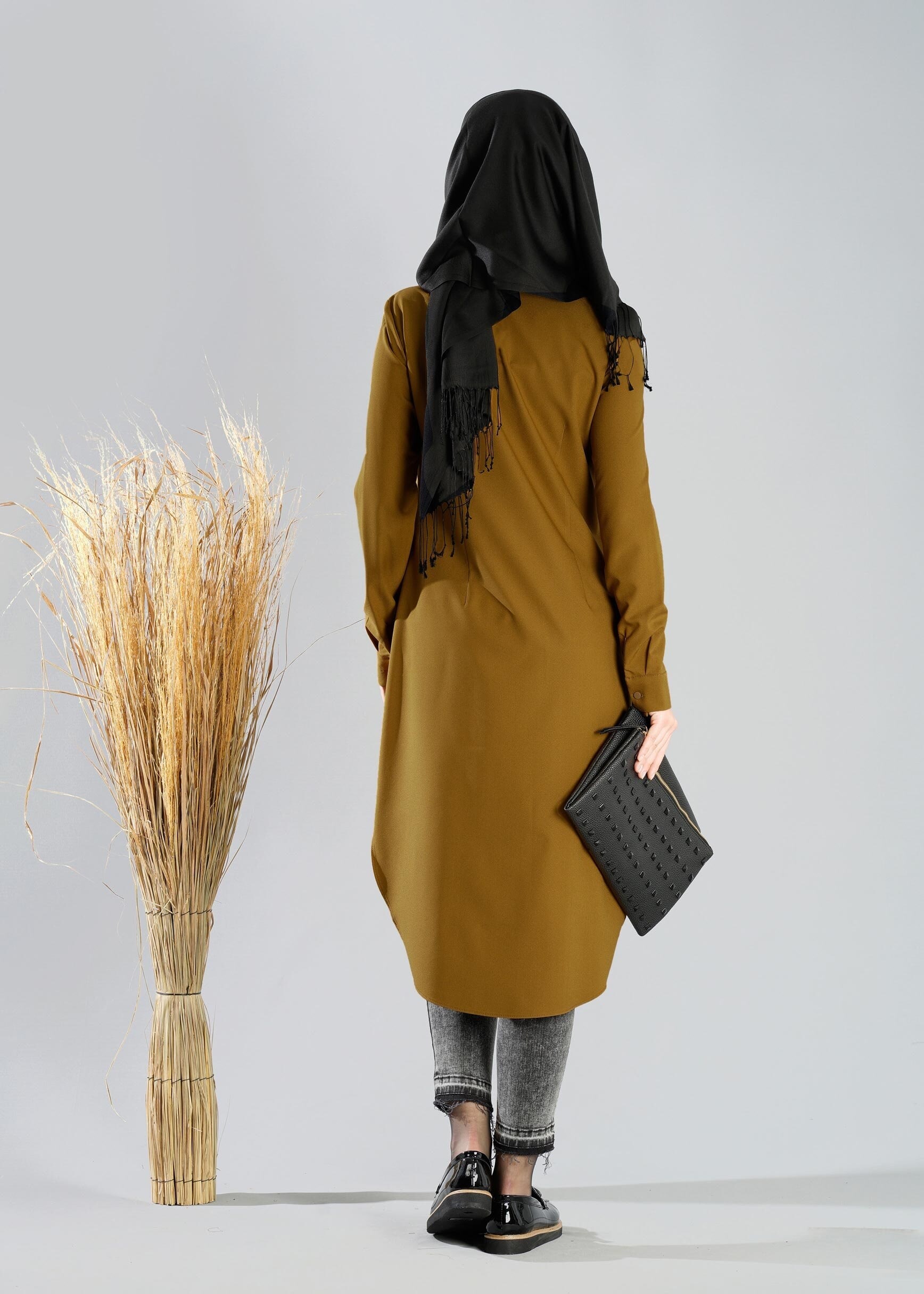 Tesettür giyim SARI 4877 TUNİK 