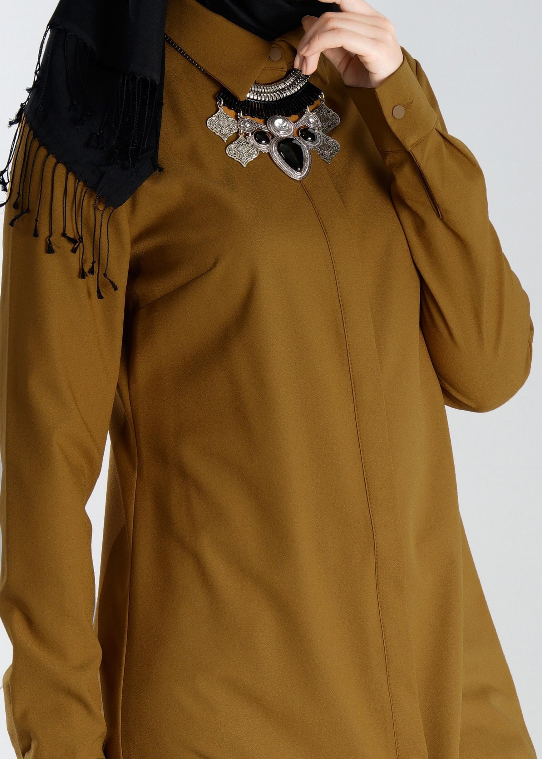 Tesettür giyim SARI 4877 TUNİK 