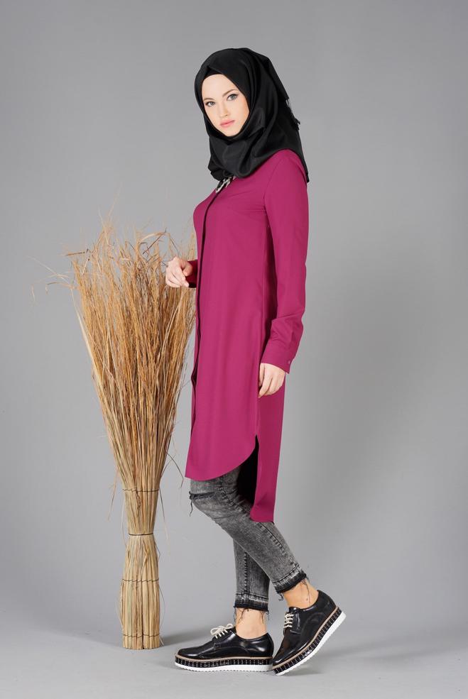 Tesettür giyim FUŞYA 4877 TUNİK  - ALVİNA