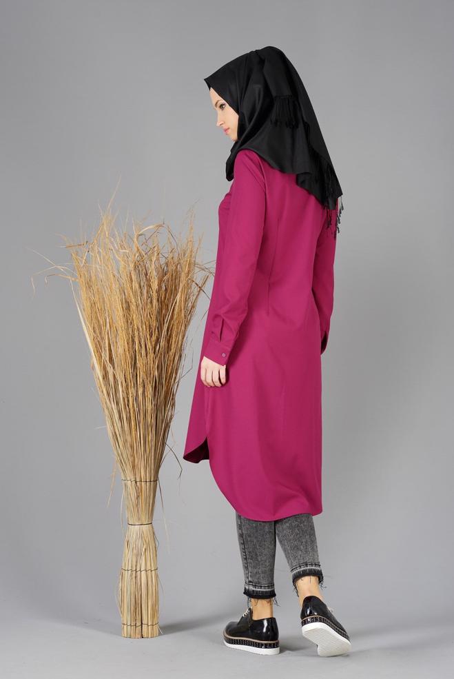 Tesettür giyim FUŞYA 4877 TUNİK  - ALVİNA