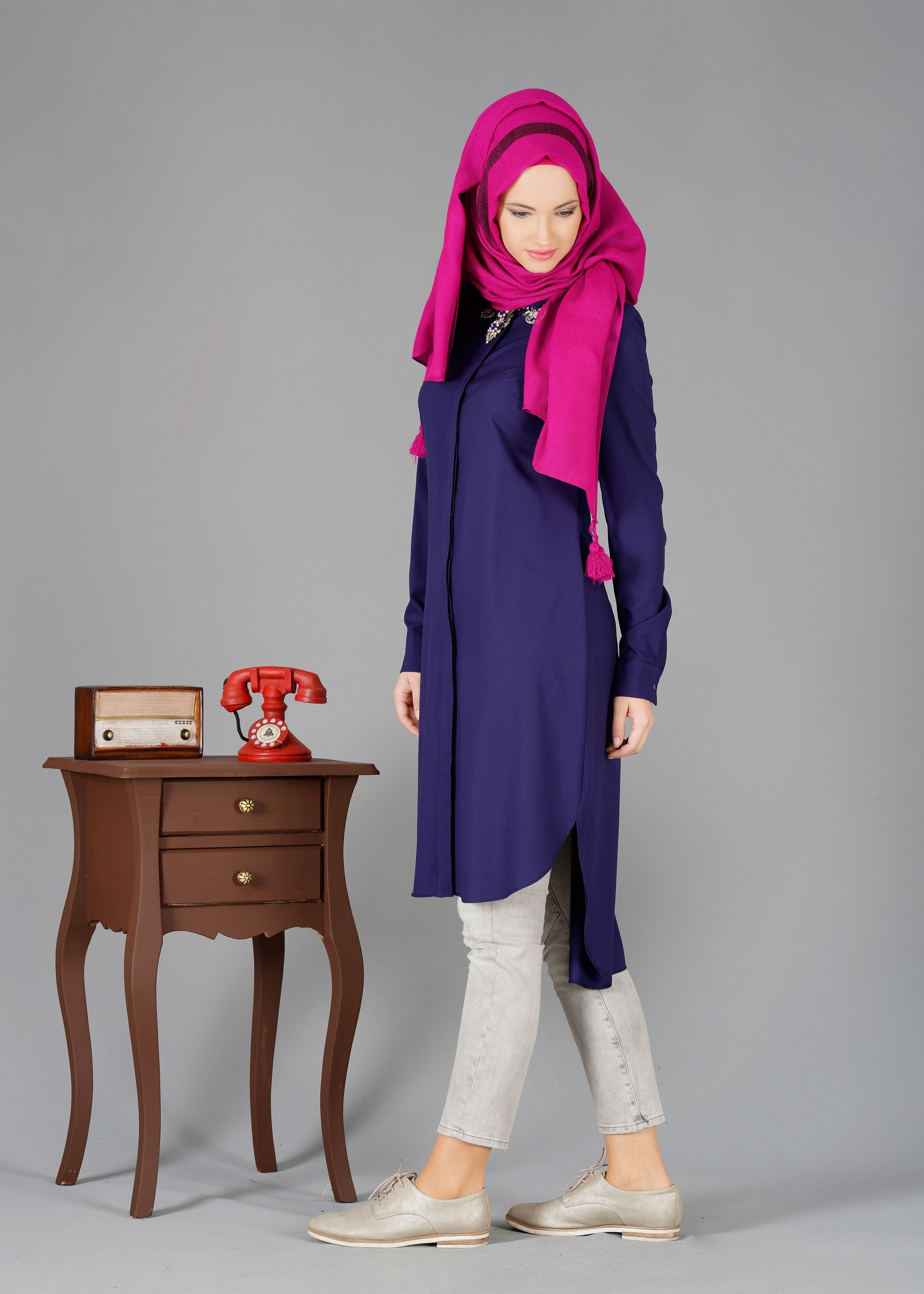 Tesettür giyim LACİVERT 4877 TUNİK 