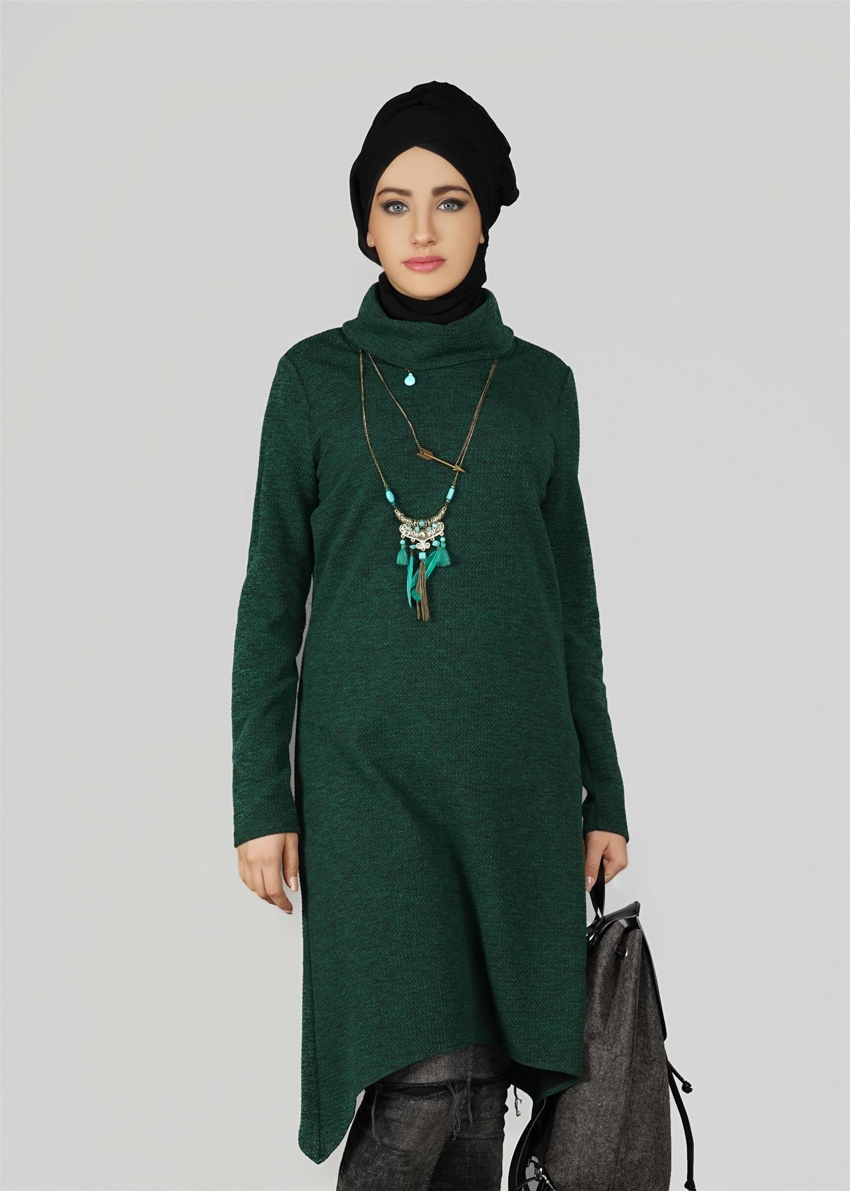 Tesettür giyim YEŞİL 4884 TUNİK